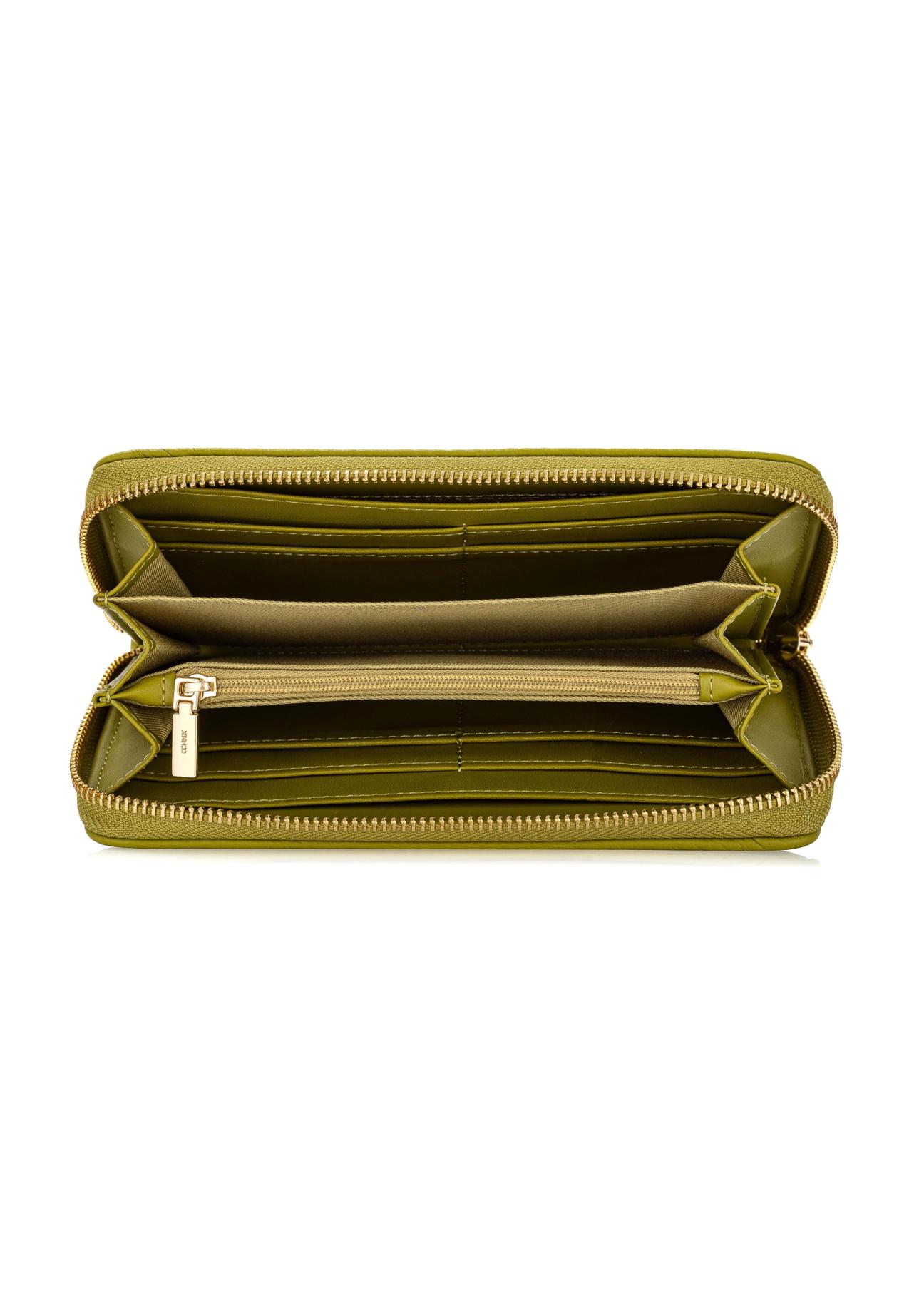 Large lime green women's wallet with logo POREC-0377-84(W24)-05