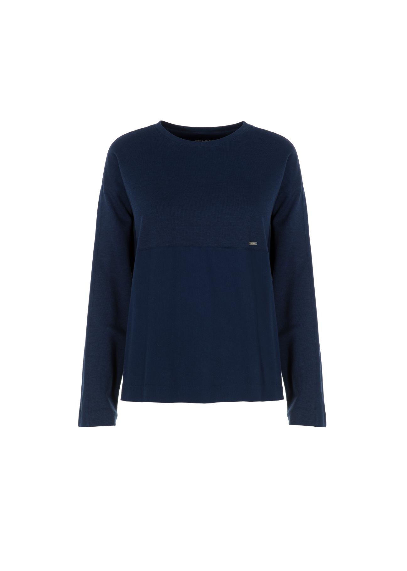 Women's navy blue basic oversize sweatshirt BLZDT-0063-69(Z21)-05