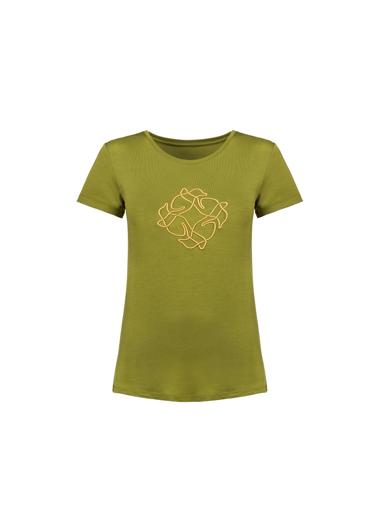 Women's khaki t-shirt with oriole TSHDT-0078-55(Z21)-02