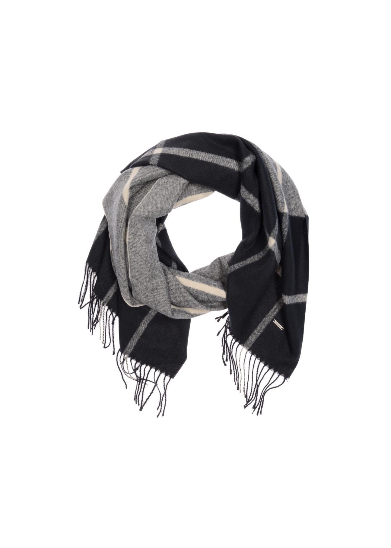 Grey checkered women's scarf SZADT-0100-98(Z23)-04