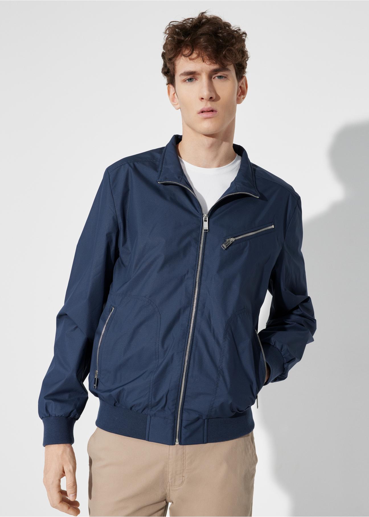 Navy blue men's bomber jacket KURMT-0299-69(W24)-01