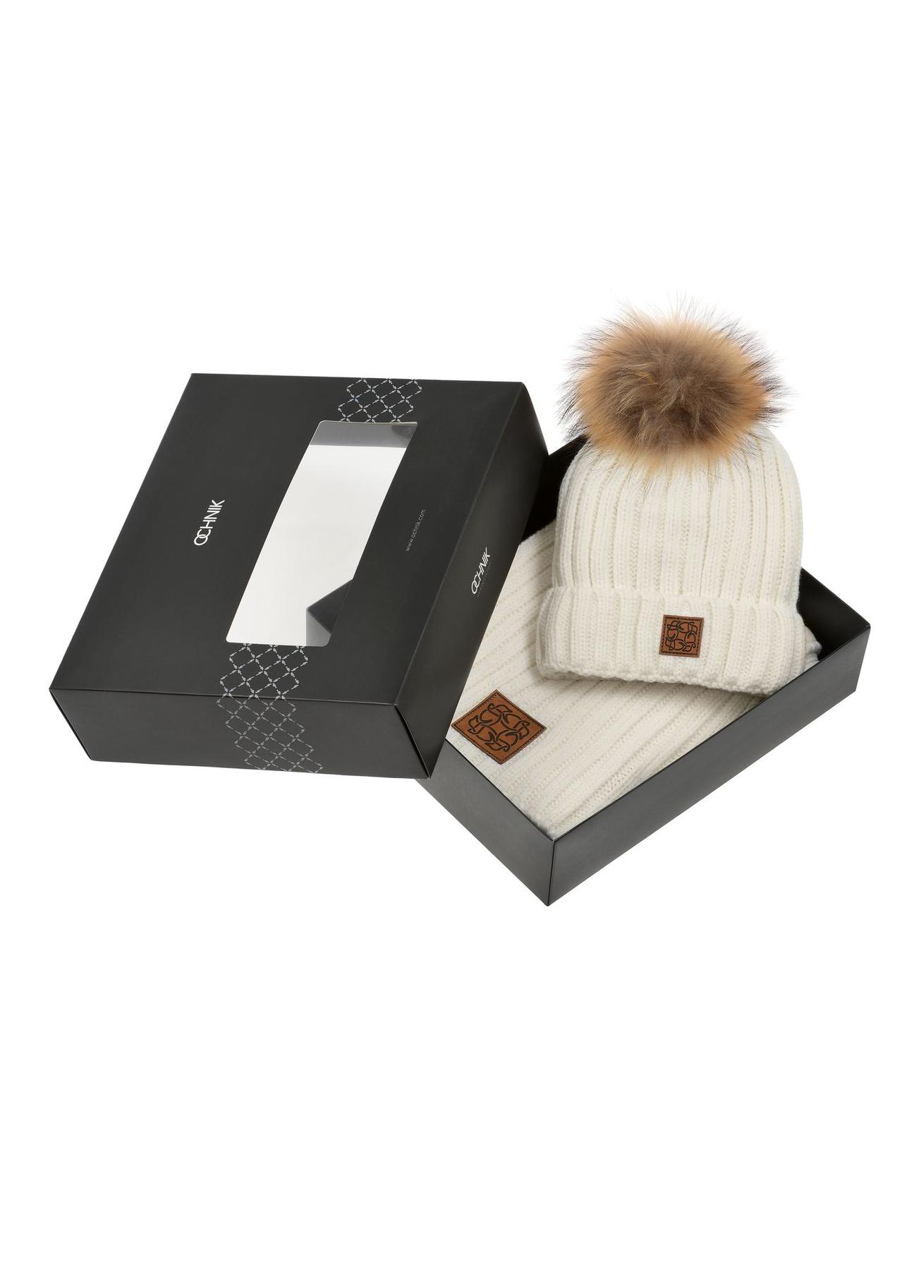 Cream women's hat and scarf set ZESTD-0003-12(Z23)-06