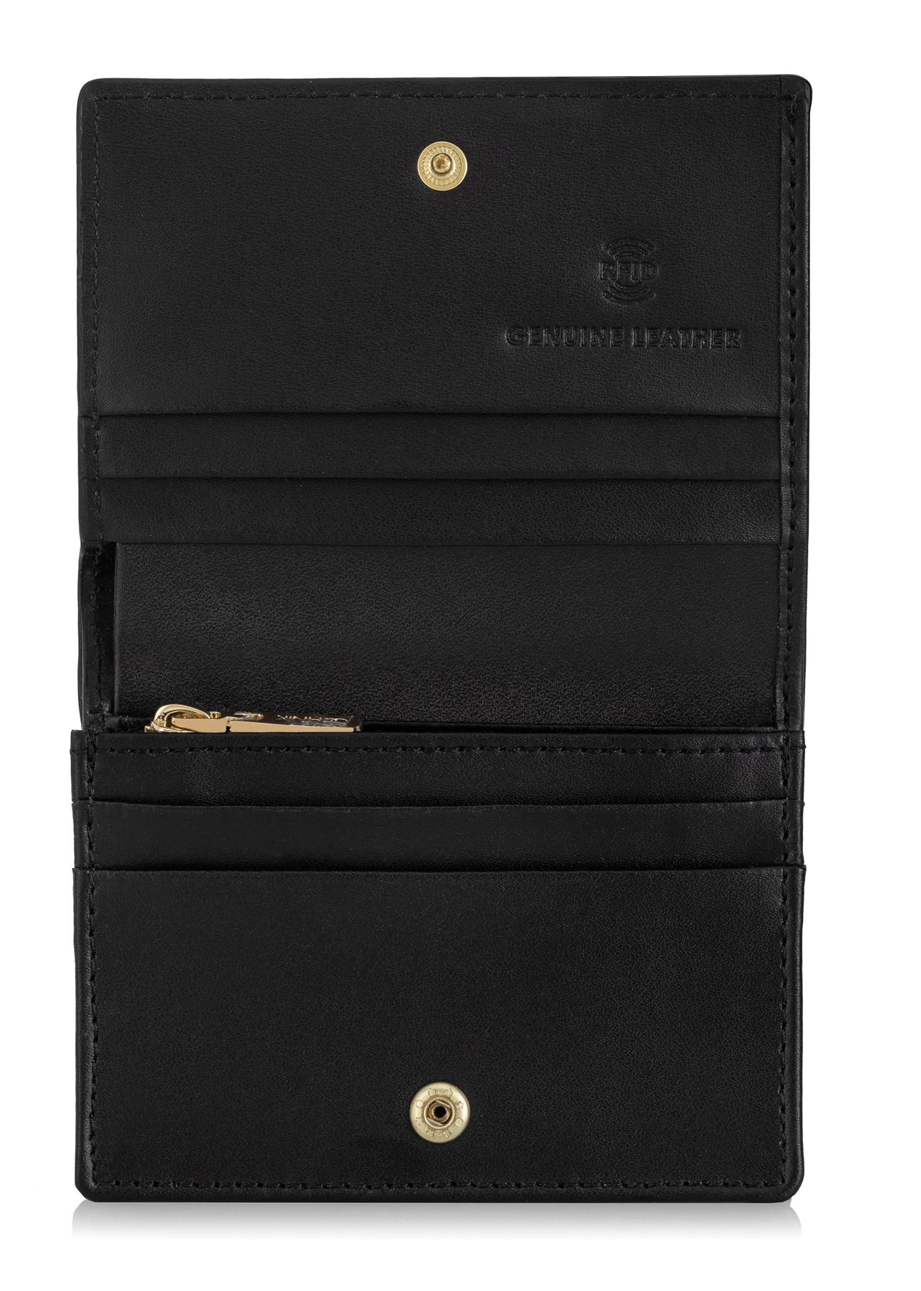 Women's small black leather wallet PORES-0884-99(Z23)-04