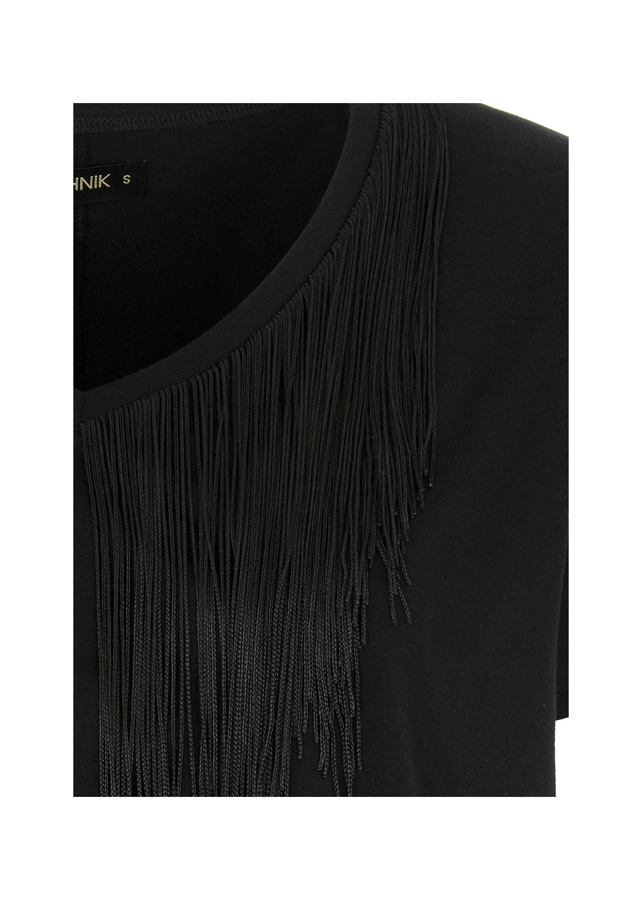 Black women's blouse with fringe BLUDT-0145-99(W22)-04