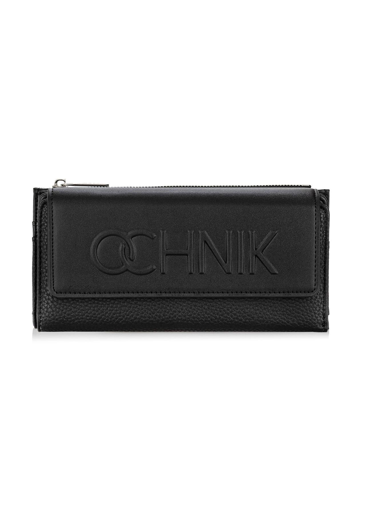 Large black women's wallet with logo POREC-0361-99(W24)-01