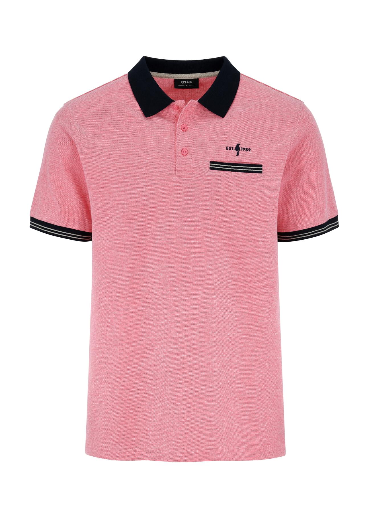 Salmon men's polo shirt POLMT-0068-43(W24)-05