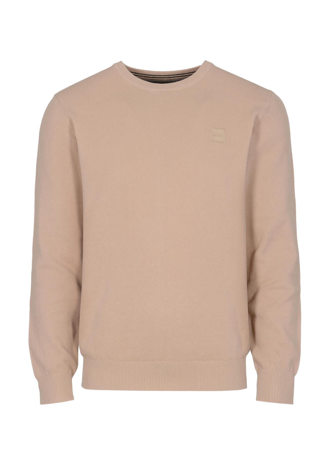 Beige cotton men's sweater with logo SWEMT-0135-80(Z23)-04