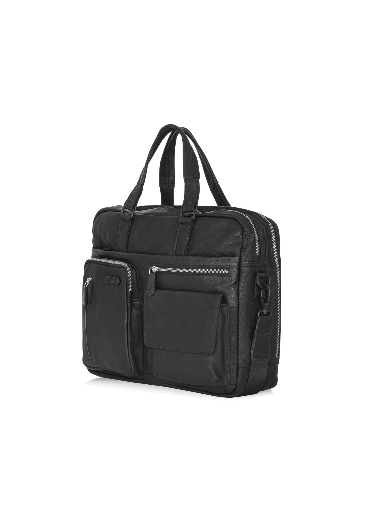 Black leather men's bag TORMS-0047N-99(Z24)-07