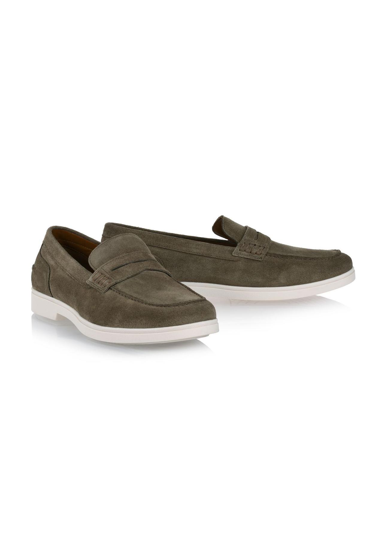 Men's beige leather loafers BUTYM-0455-93(W24)-02