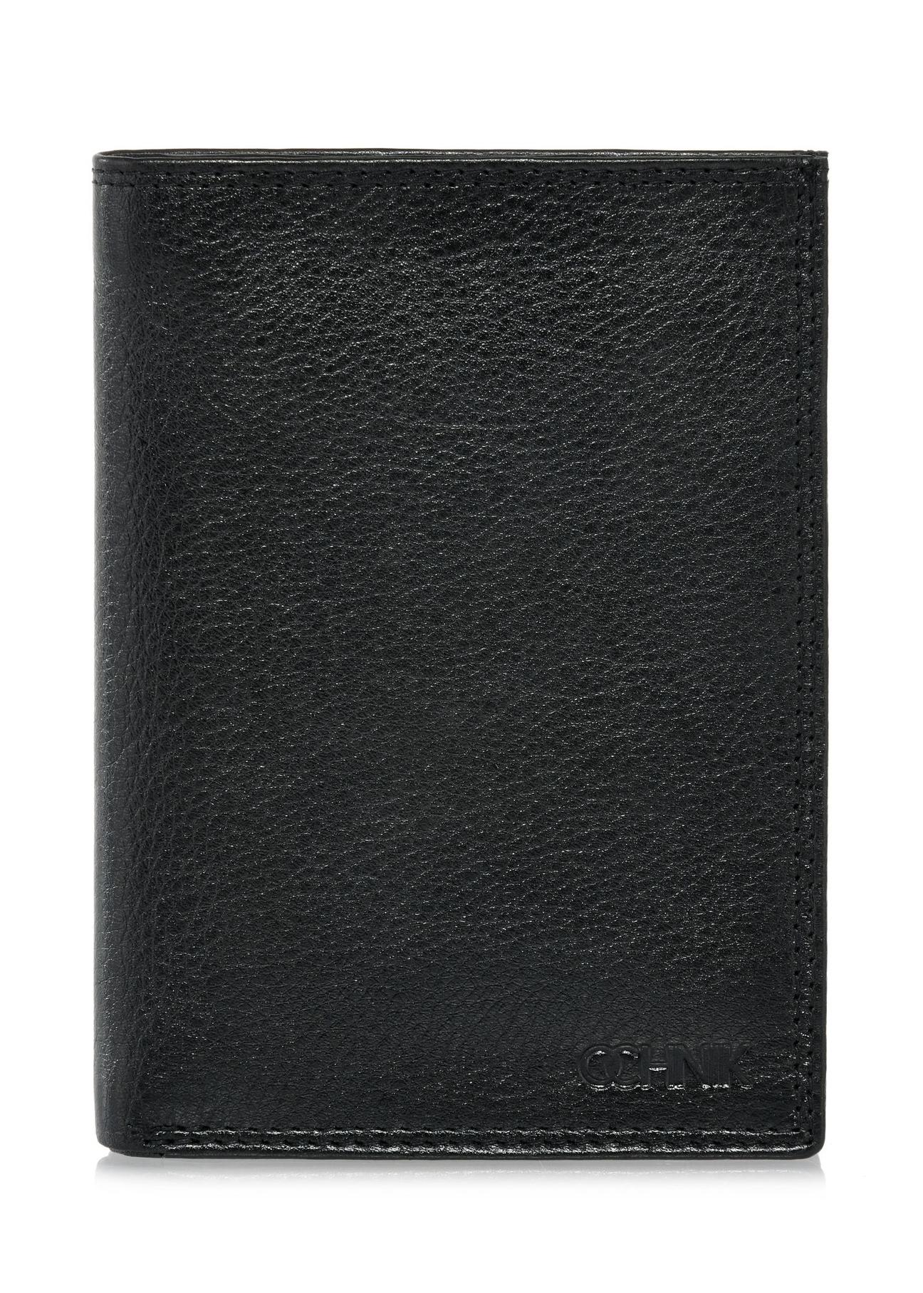 Black leather unbuttoned men's wallet PORMS-0550-99(W24)-01