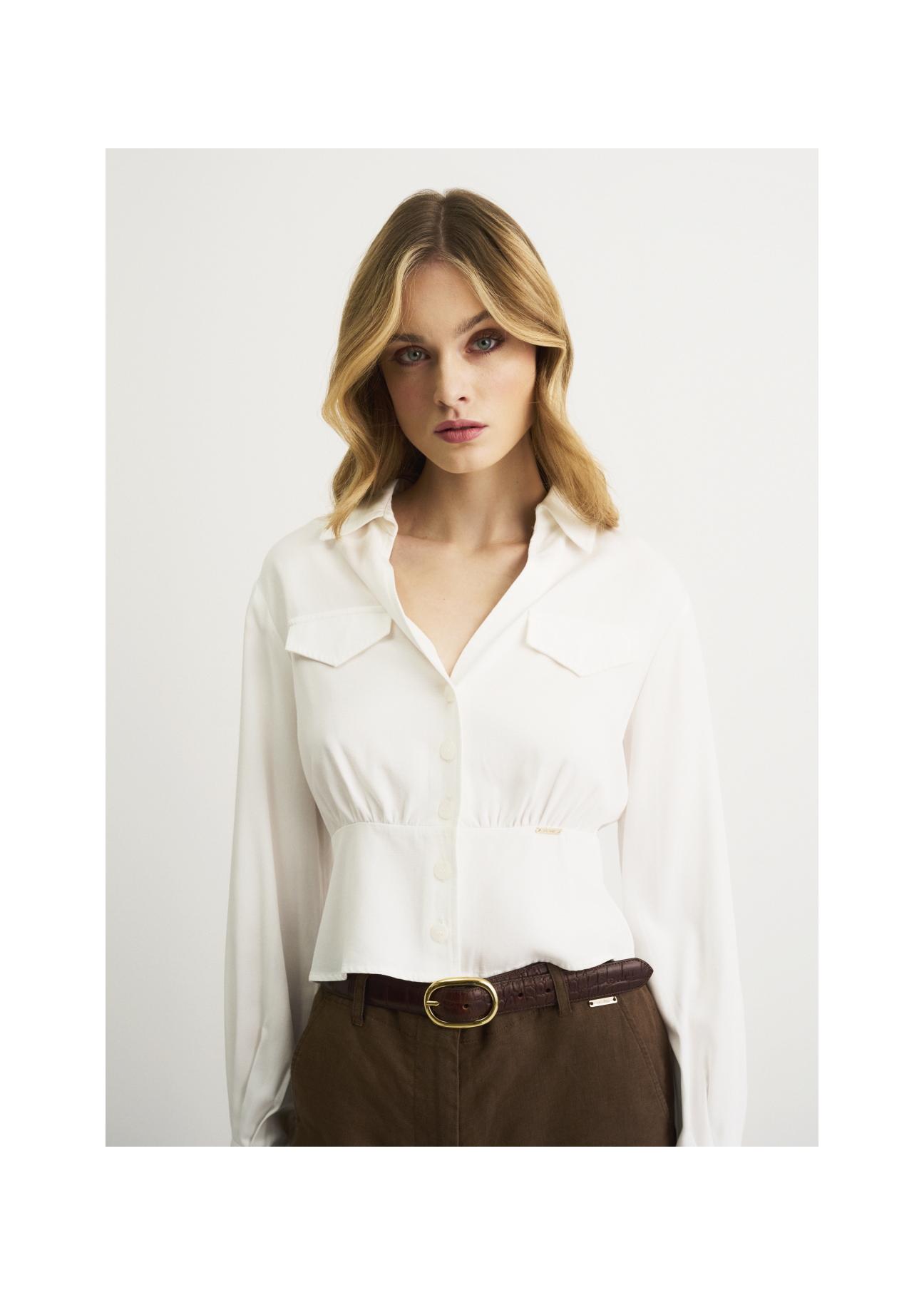 White women's blouse with basque BLUDT-0139-11(W22)-01