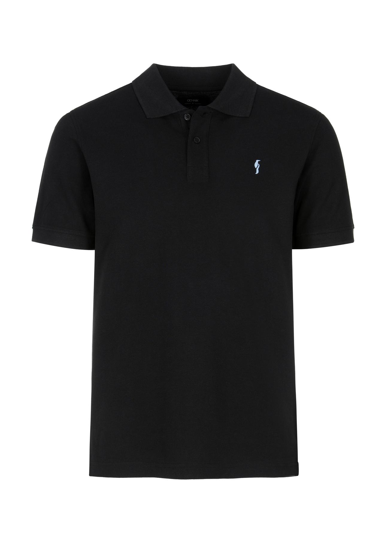 Black men's basic polo shirt POLMT-0065-99(W24)-03