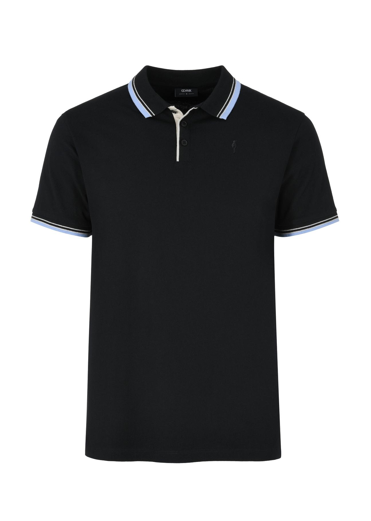 Men's black polo shirt POLMT-0069-99(W24)-03