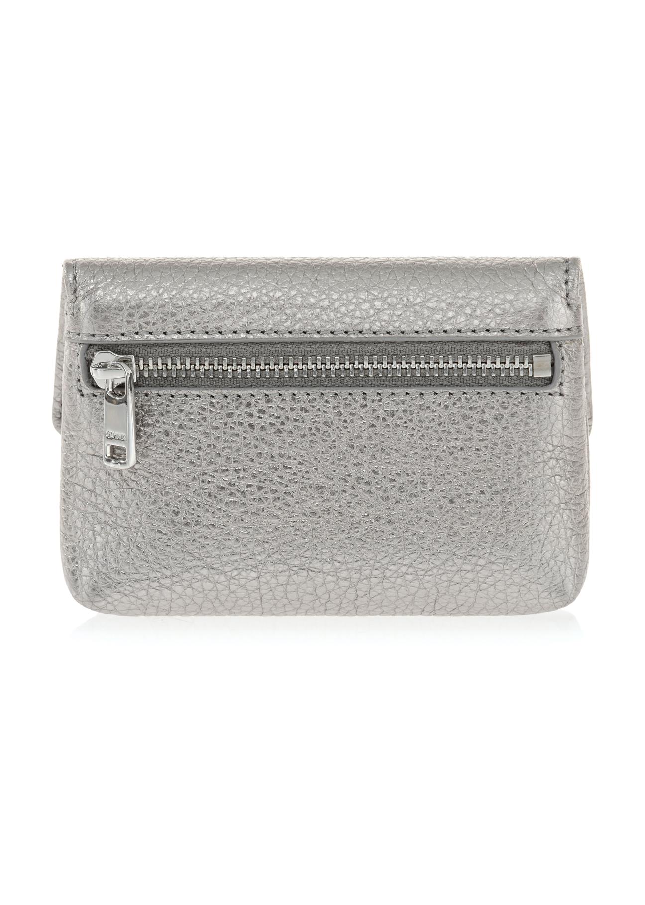 Small silver leather wallet with chain PORES-0871-92(Z23)-02