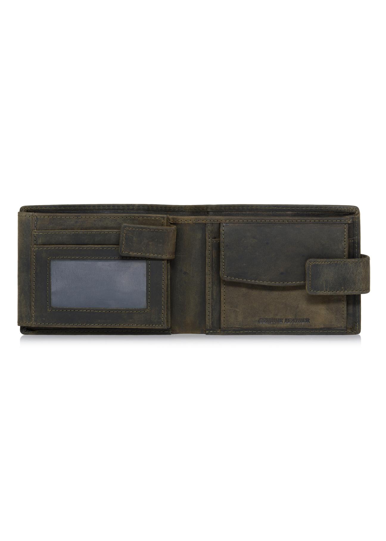 Small khaki leather men's wallet PORMS-0546-54(W23)-04