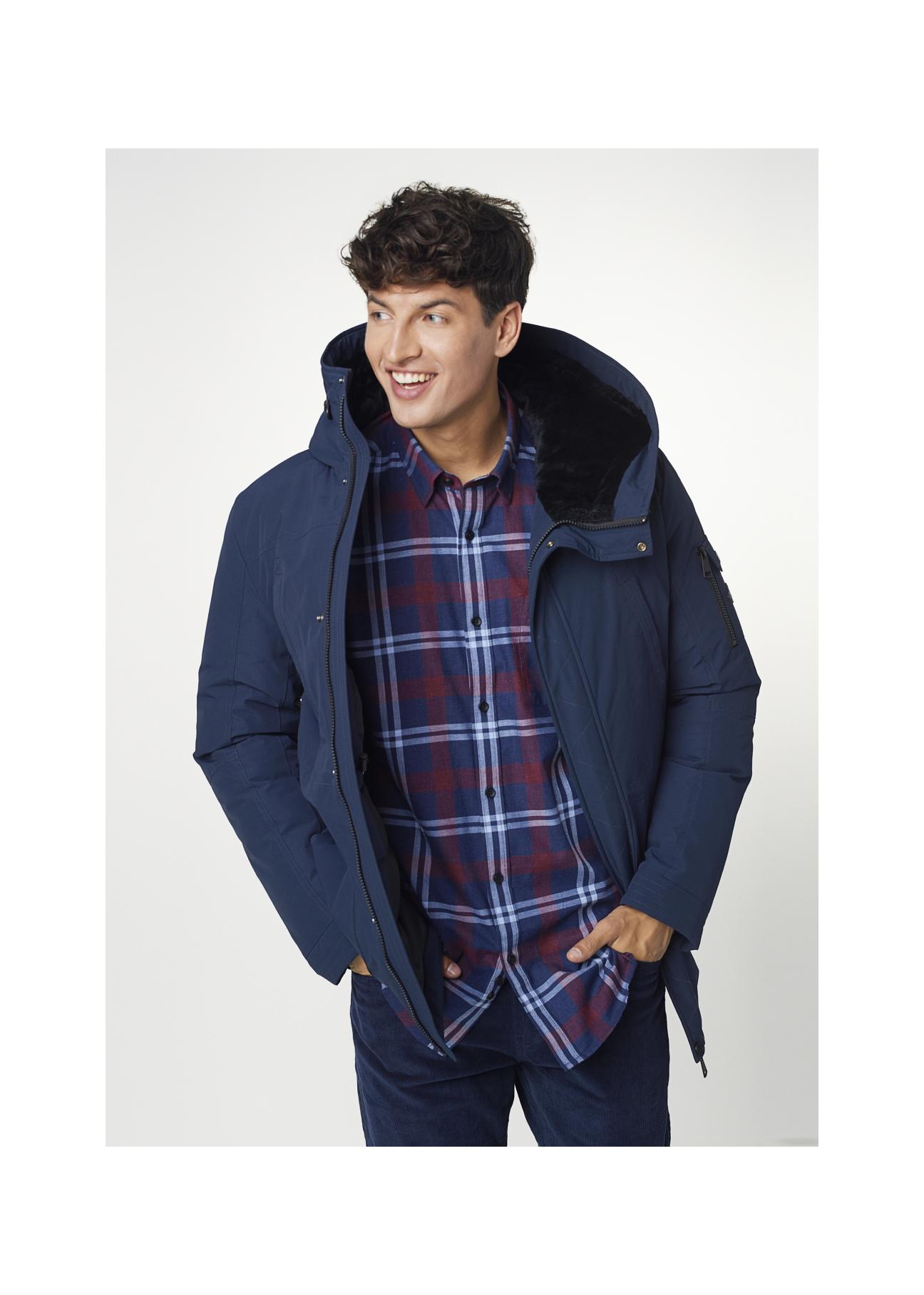 Longer men's jacket with hood KURMT-0253-69(Z24)-05