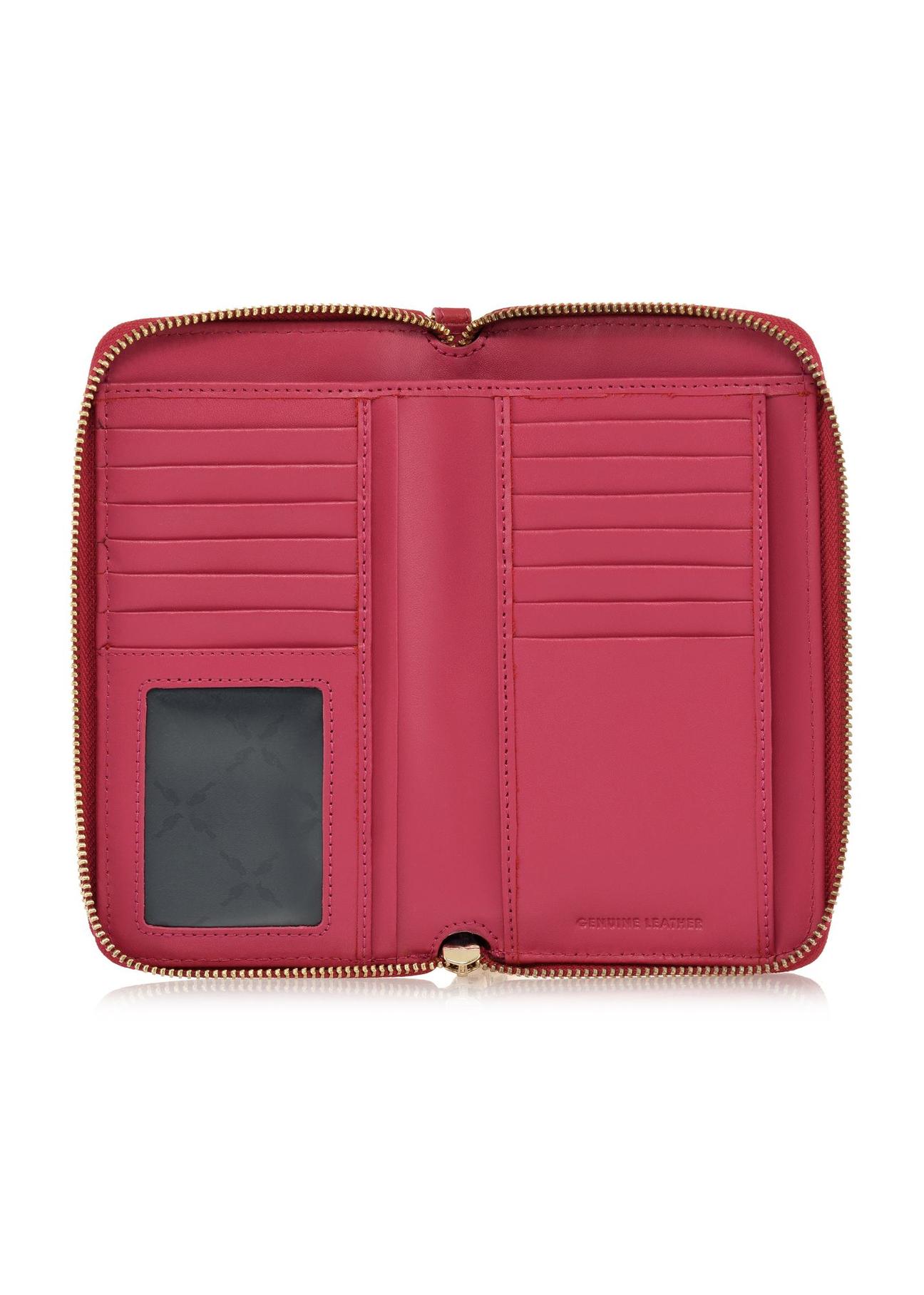 Pink leather women's belt wallet PORES-0897-34(W24)-06