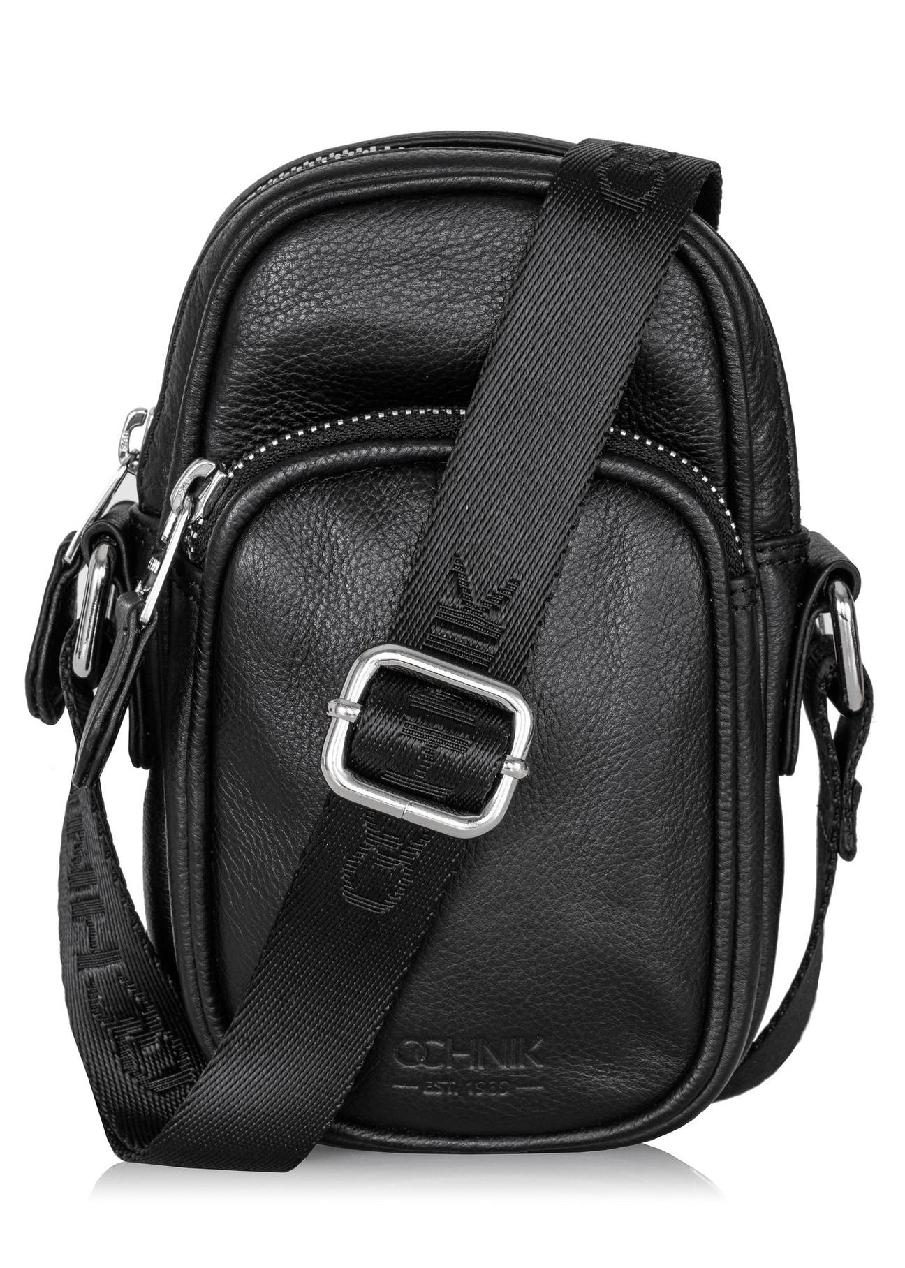 Black men's leather sachet TORMS-0409-99(W24)-01