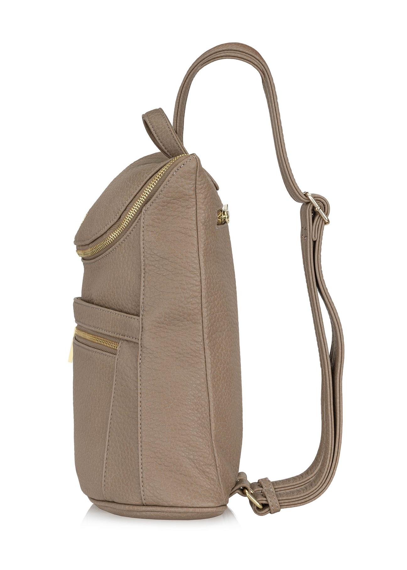 Beige women's backpack made of imitation leather TOREC-0846A-81(Z24)-03