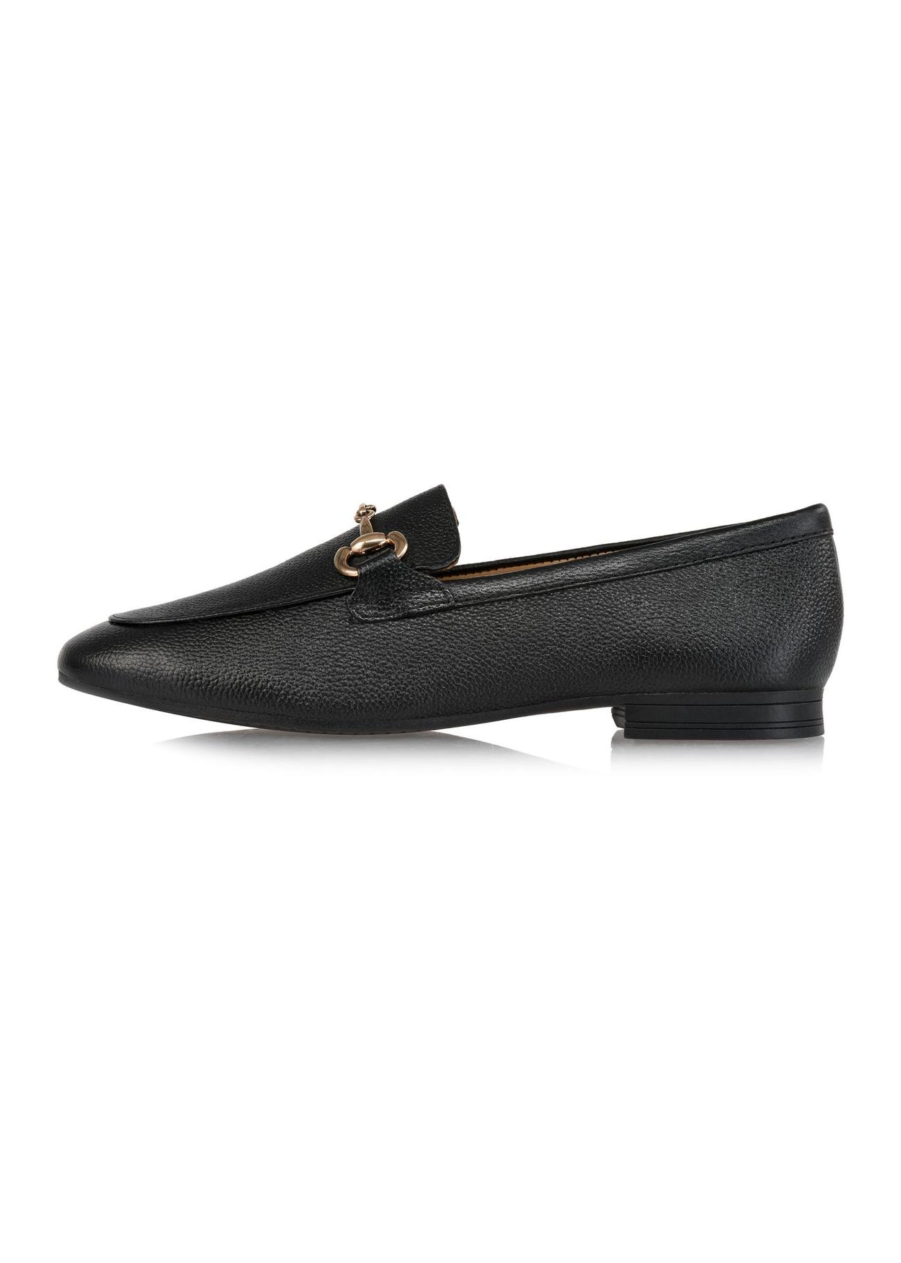 Black leather women's loafers BUTYD-1105-99(Z24)-03