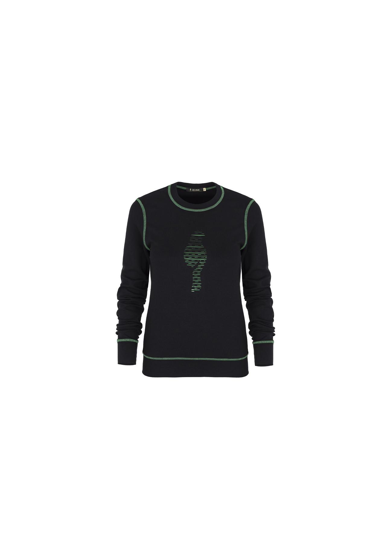 Women's sweatshirt with green elements BLZDT-0010-99(Z19)-01