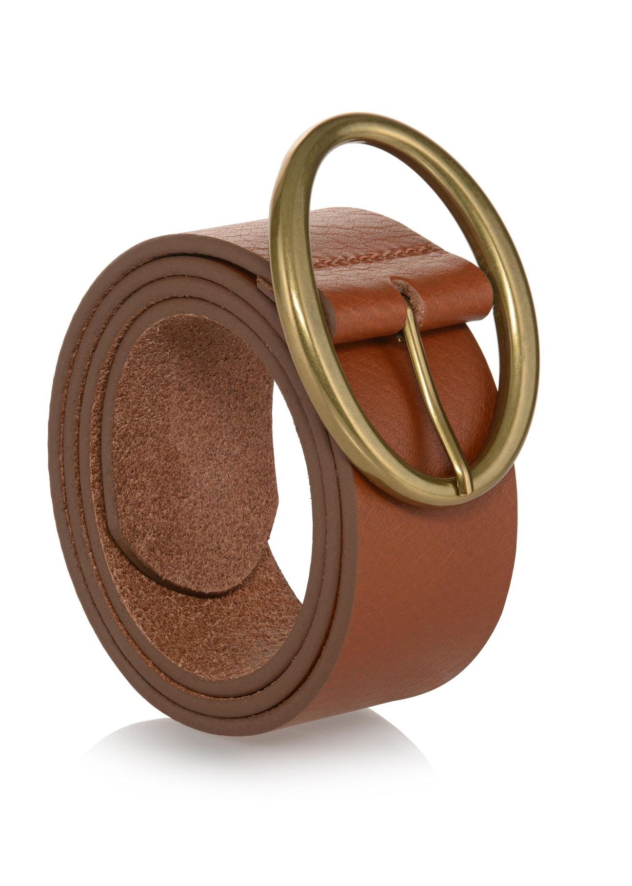 Brown leather women's belt PASDS-0264-89(W23)-02