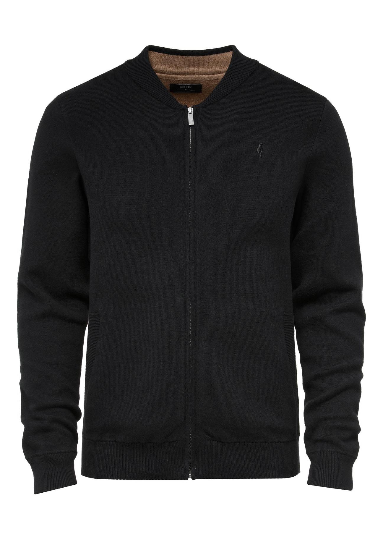 Black men's zip-up sweater SWEMT-0157-99(Z24)-01