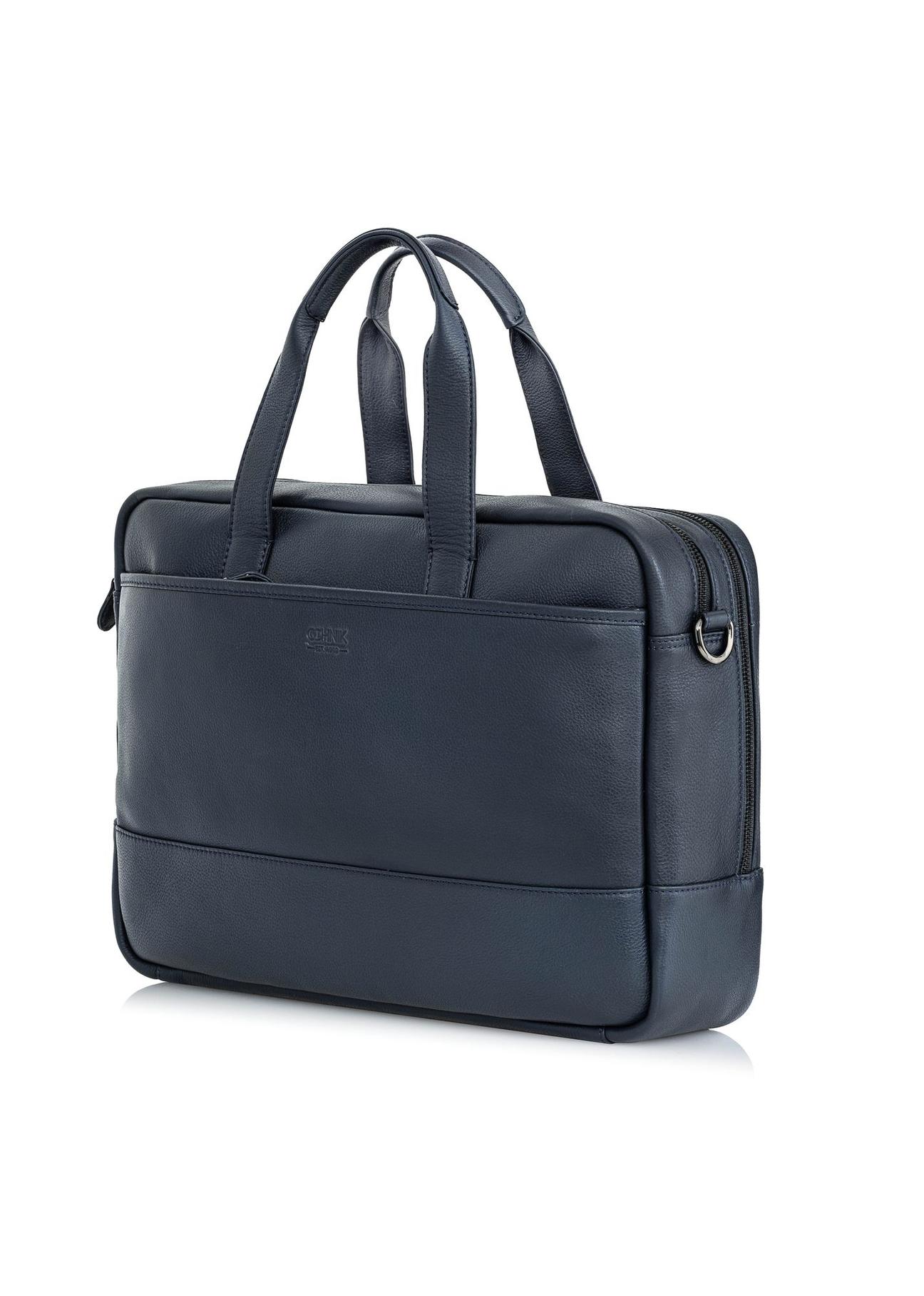 Navy blue leather men's bag TORMS-0015D-69(W25)-02