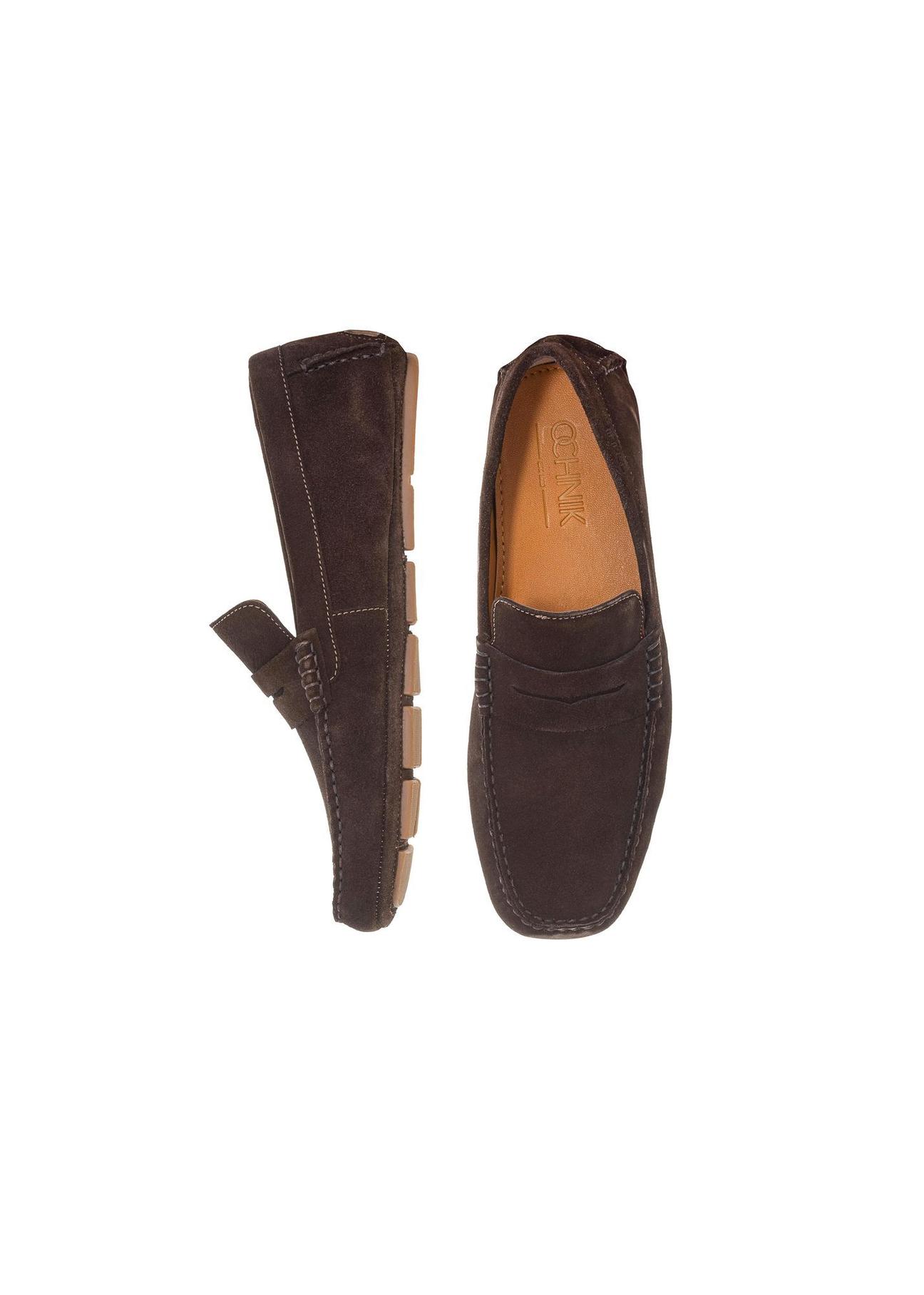 Brown leather men's moccasins BUTYM-0429-90(W24)-05