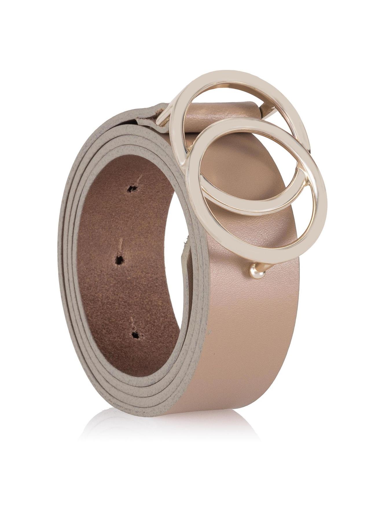 Beige leather women's belt PASDS-0172D-81(Z23)-02