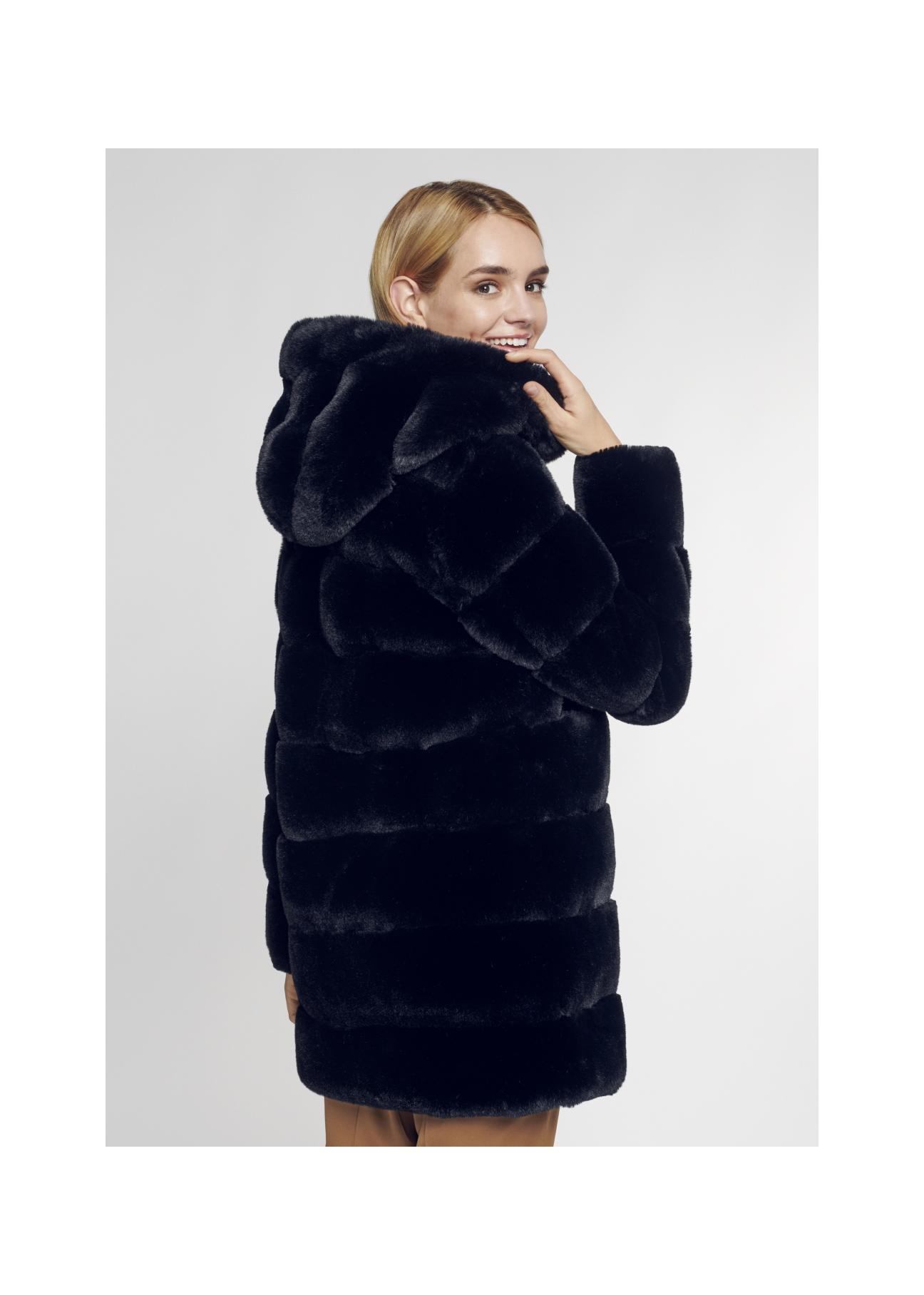 Women's artificial fur coat with hood FUTDP-0001-99(Z21)-04