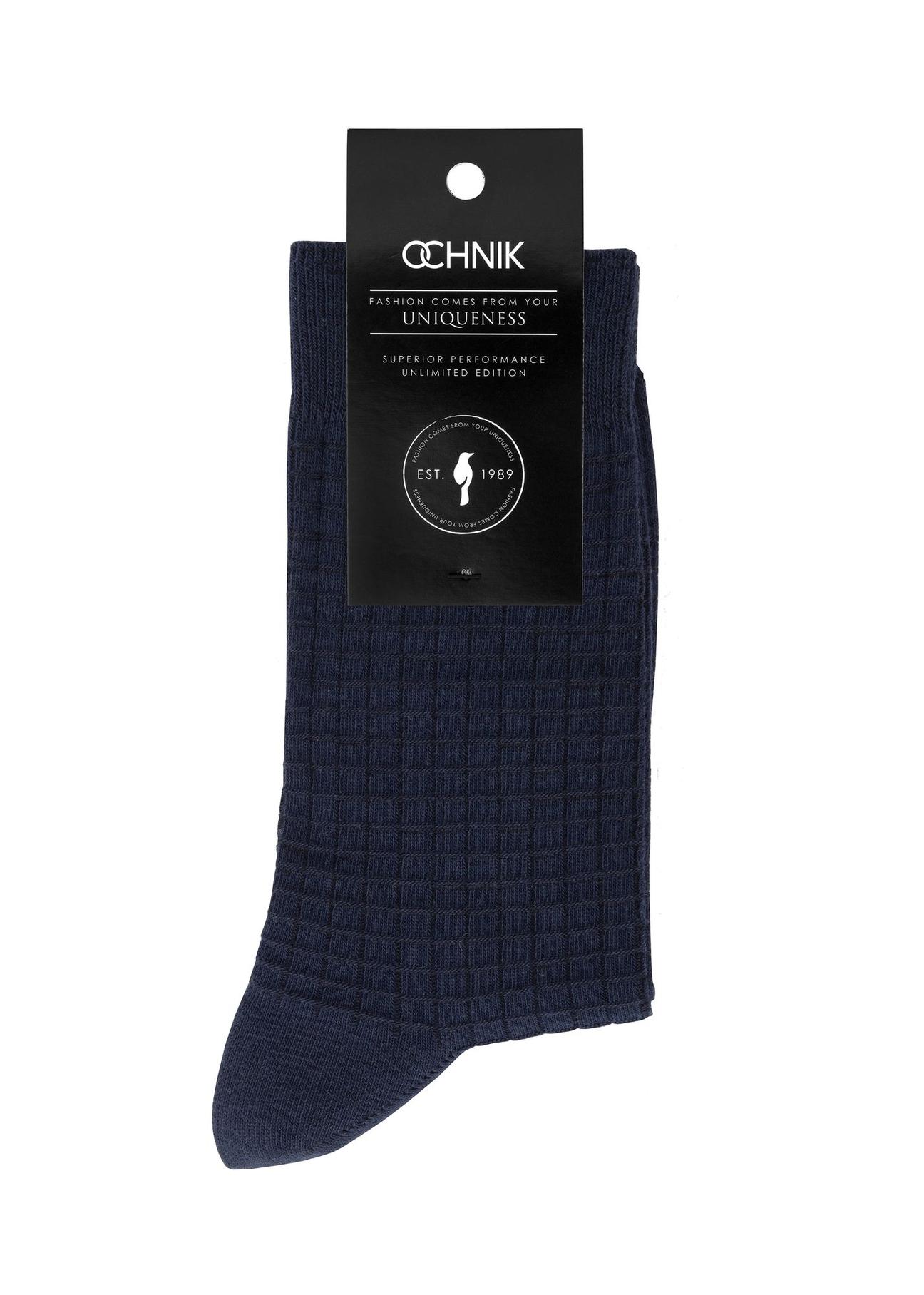 Long navy blue men's socks SKAMT-0178-69(Z24)-02