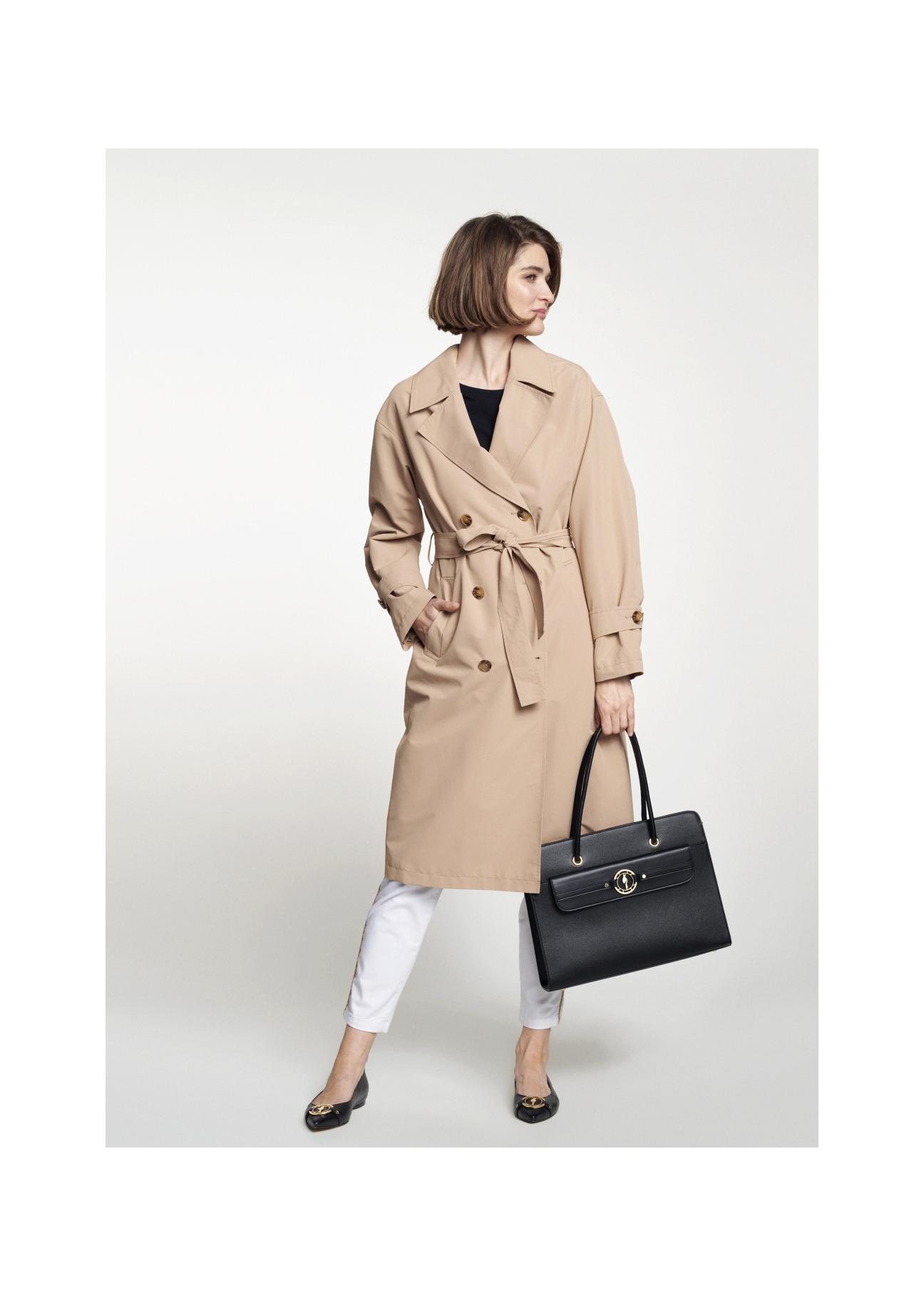 Classic beige women's coat KURDT-0292-81(W22)-05