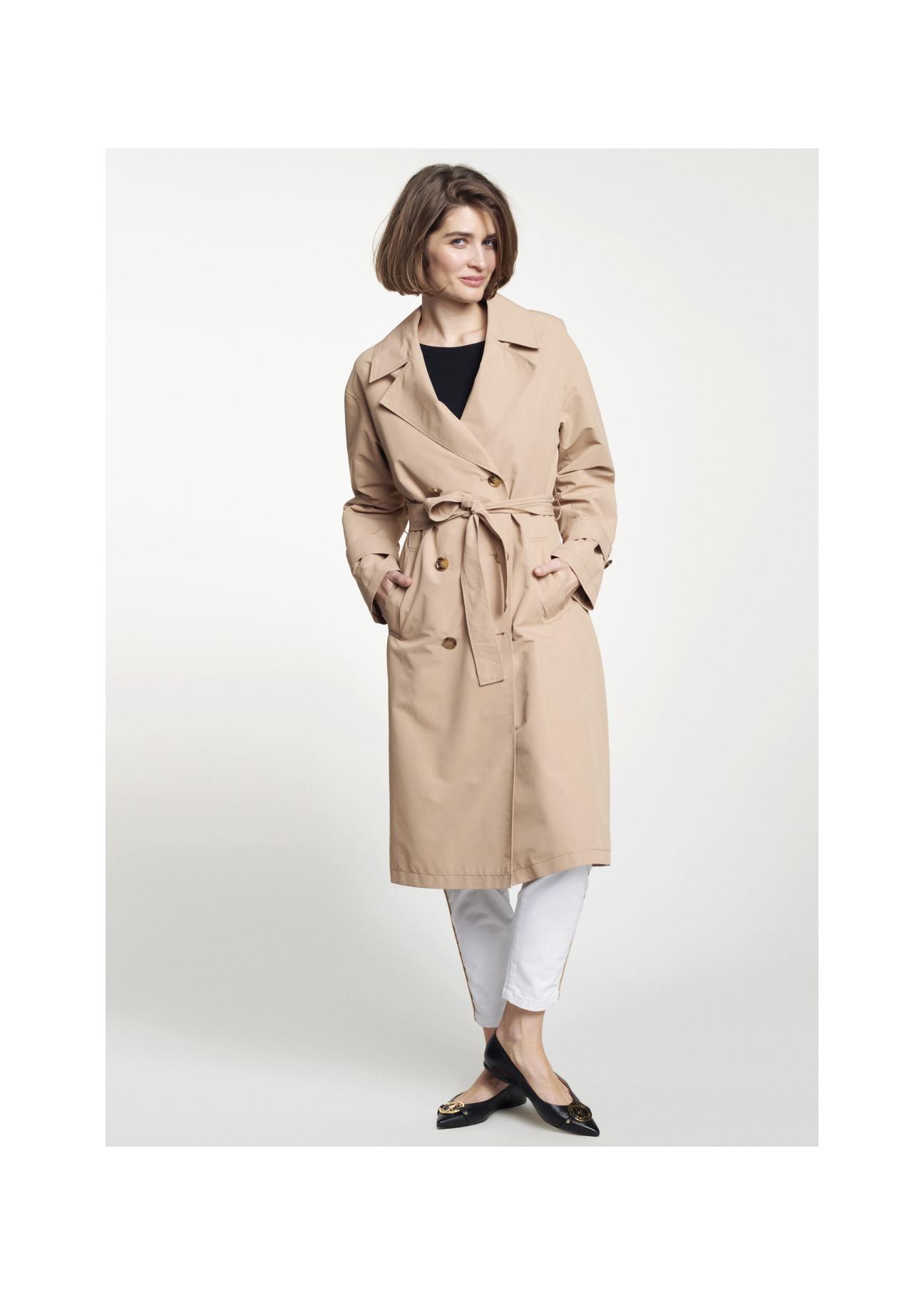 Classic beige women's coat KURDT-0292-81(W22)-01