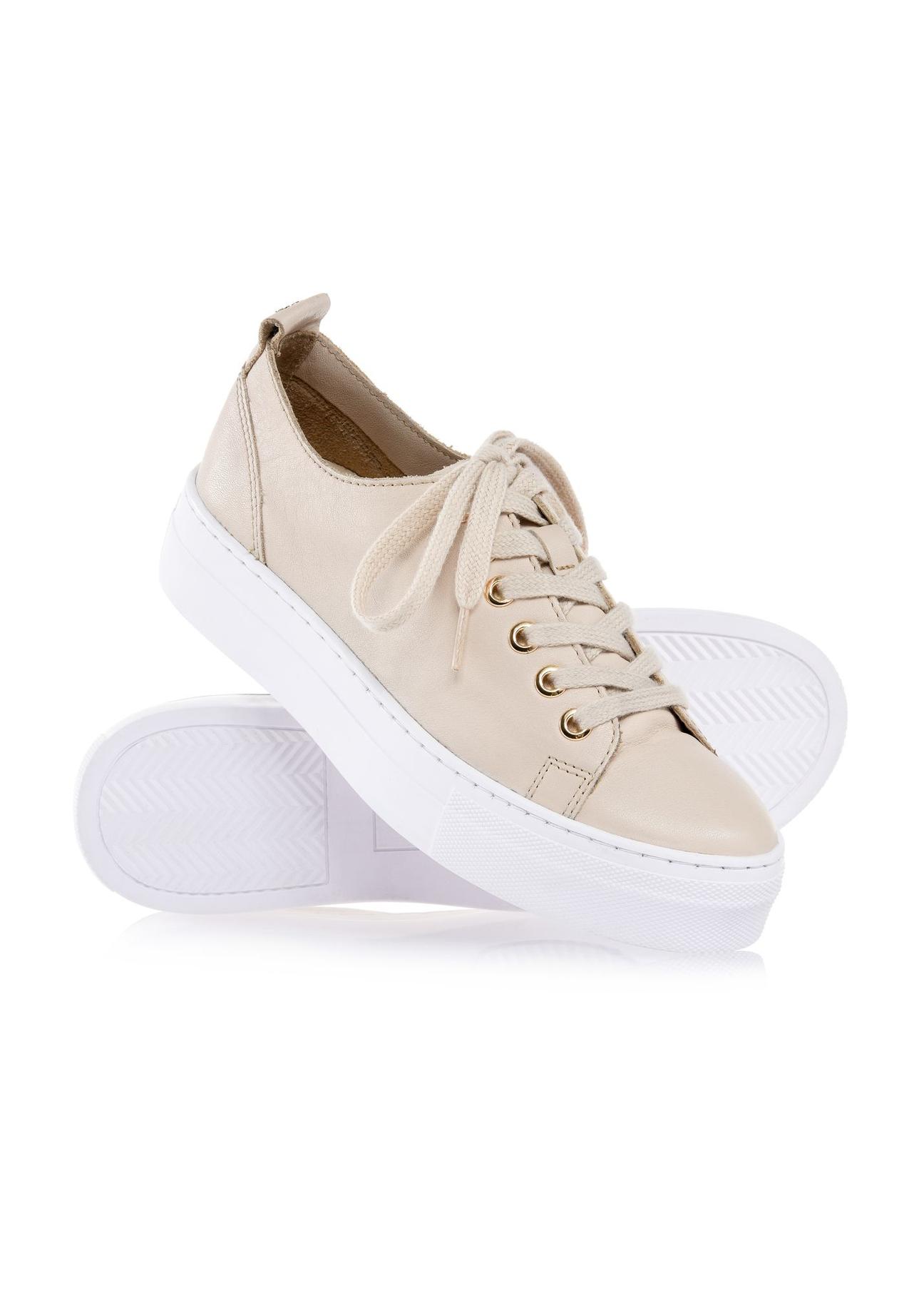 Women's tall beige leather sneakers BUTYD-1062-81(W24)-04