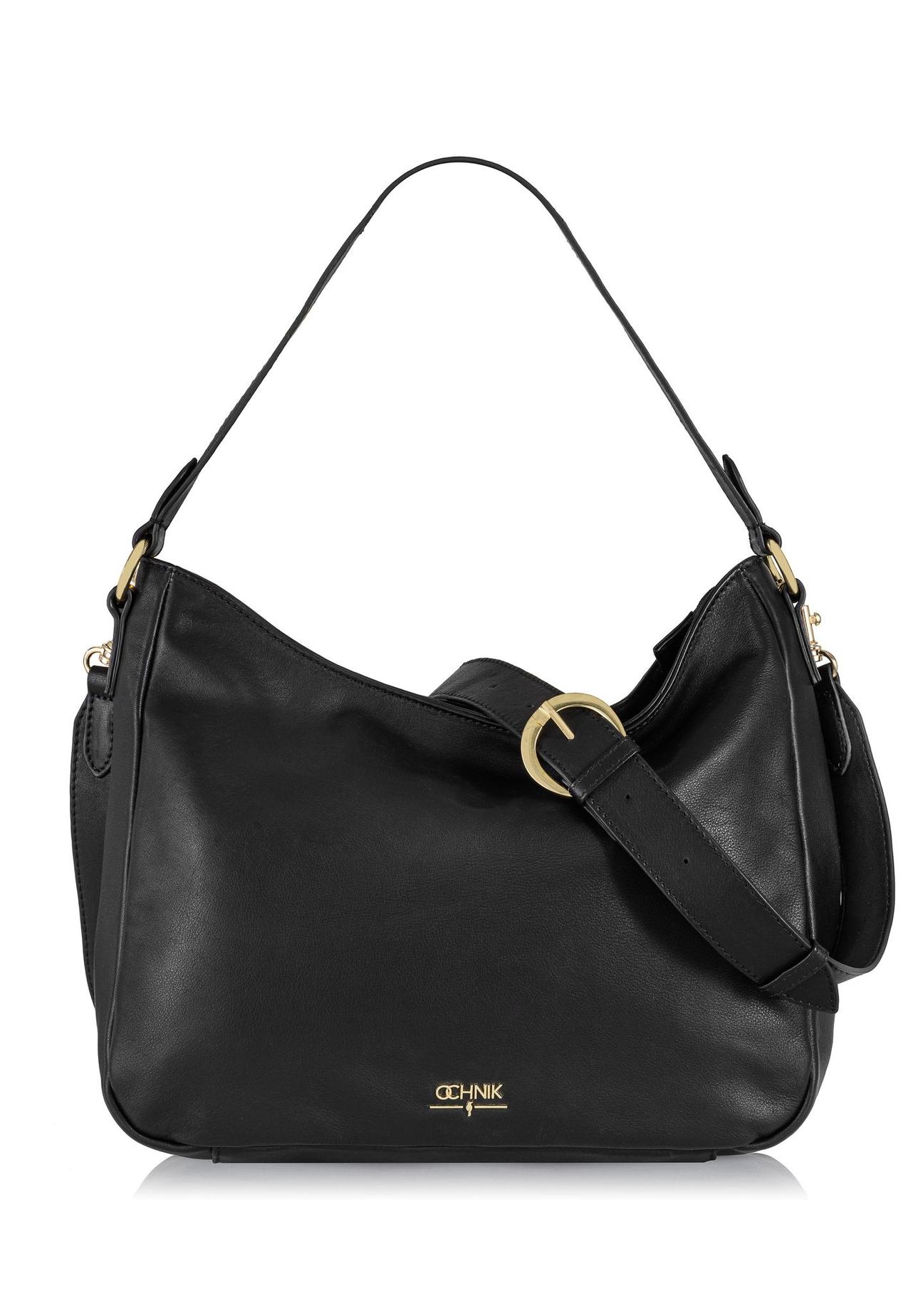 Black leather women's hobo handbag TORES-0937-99(Z24)-01