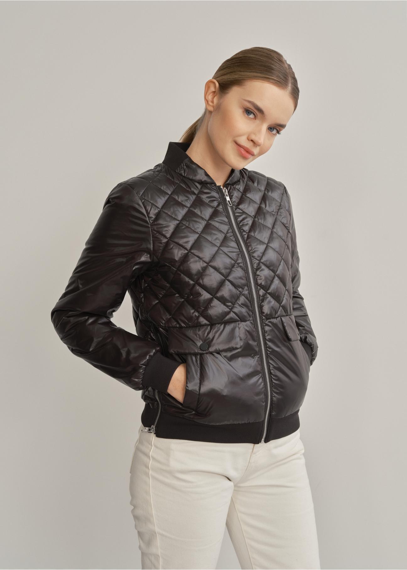 Women's black quilted jacket KURDT-0418-99(W23)-02