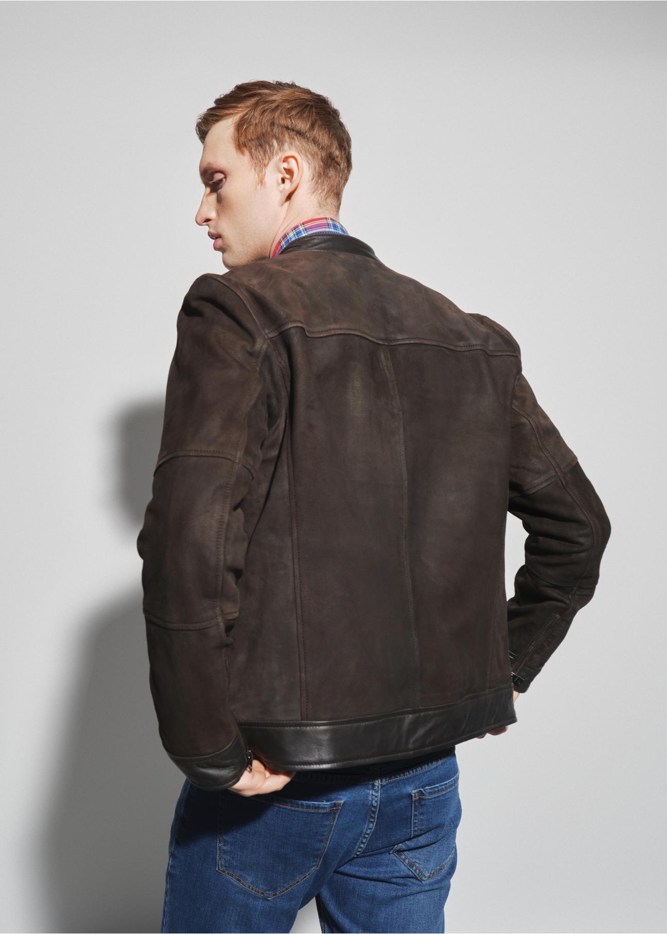 Men's brown leather jacket KURMS-0303-1287(W23)-03