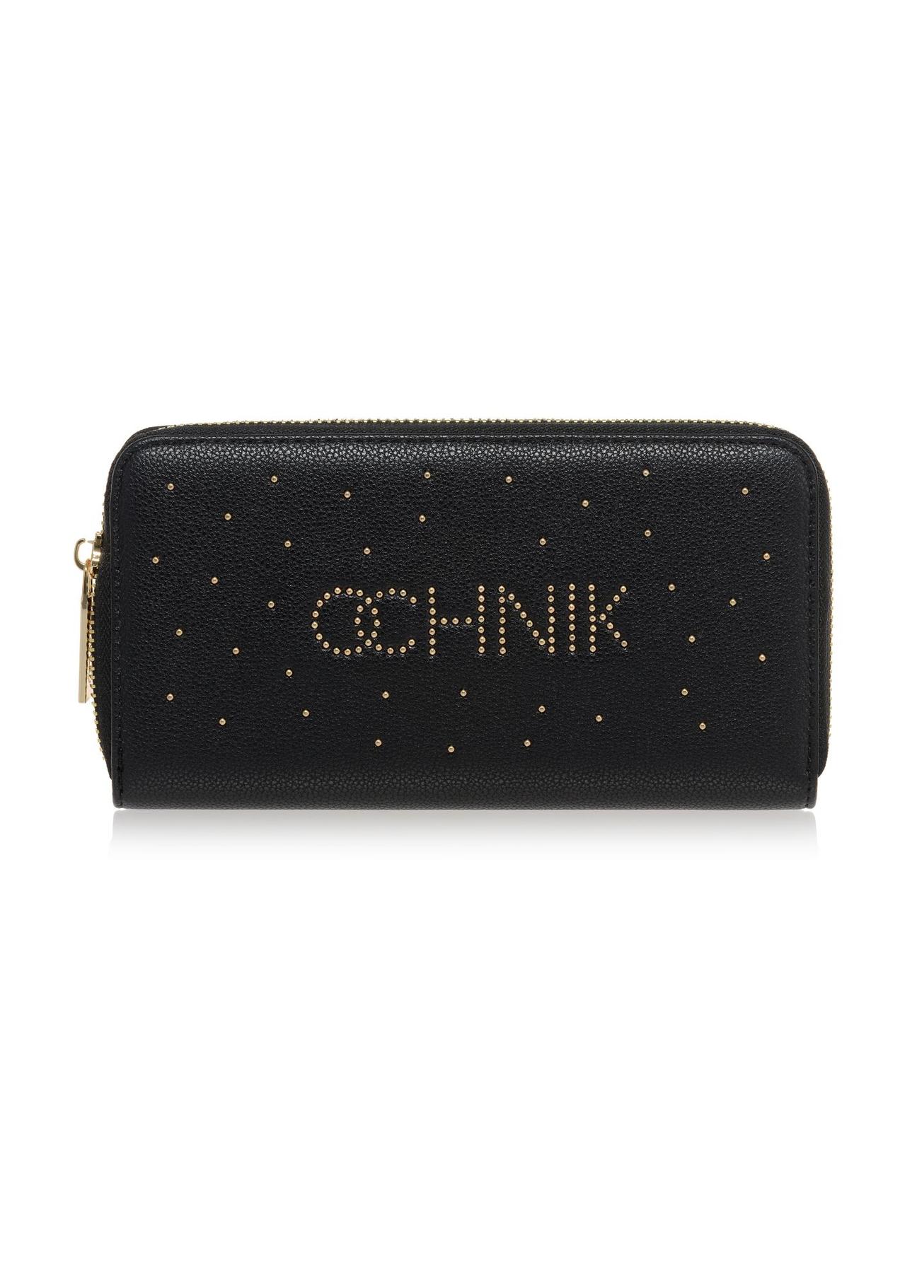 Large black women's wallet with rhinestones POREC-0354-99(Z23)-01