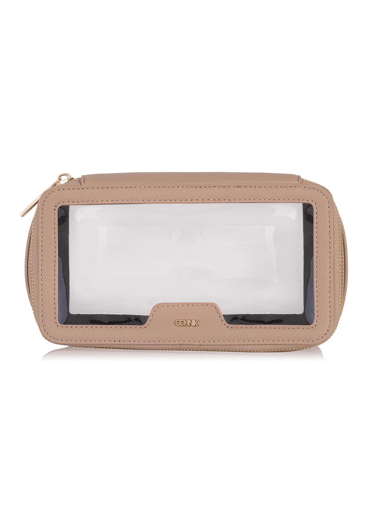 Beige transparent women's cosmetic bag TOREC-0900-81(W24)-01