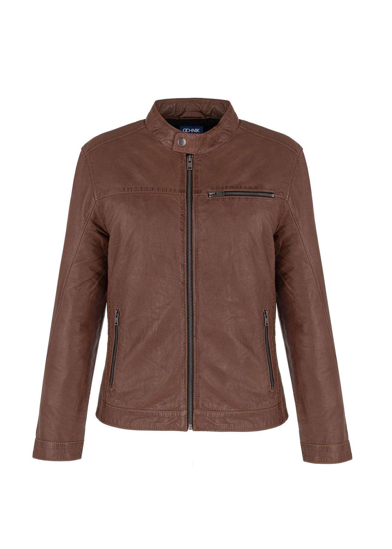 Cognac men's leather jacket KURMS-0352-4121(W24)-01