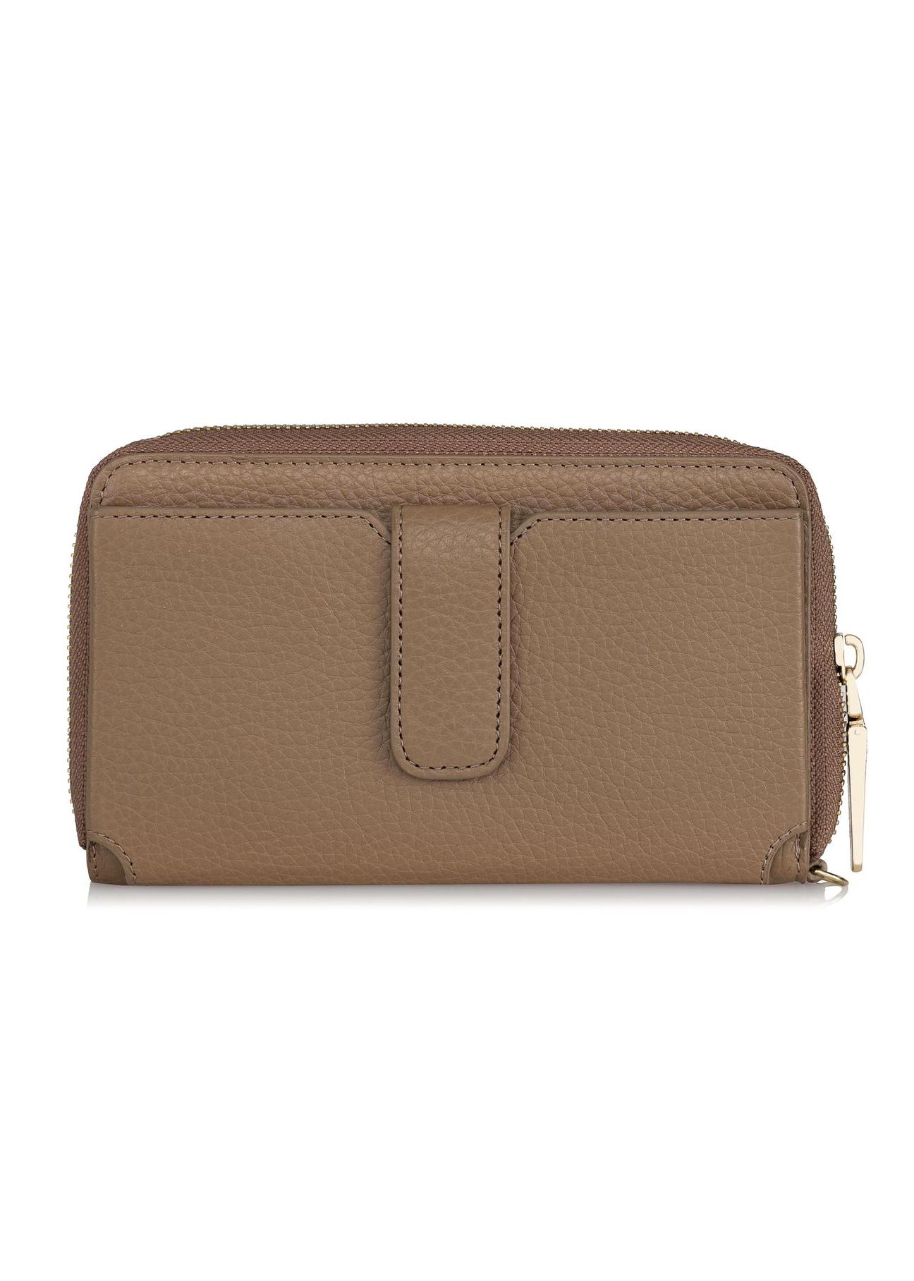 Beige leather women's belt wallet PORES-0897-81(Z23)-03