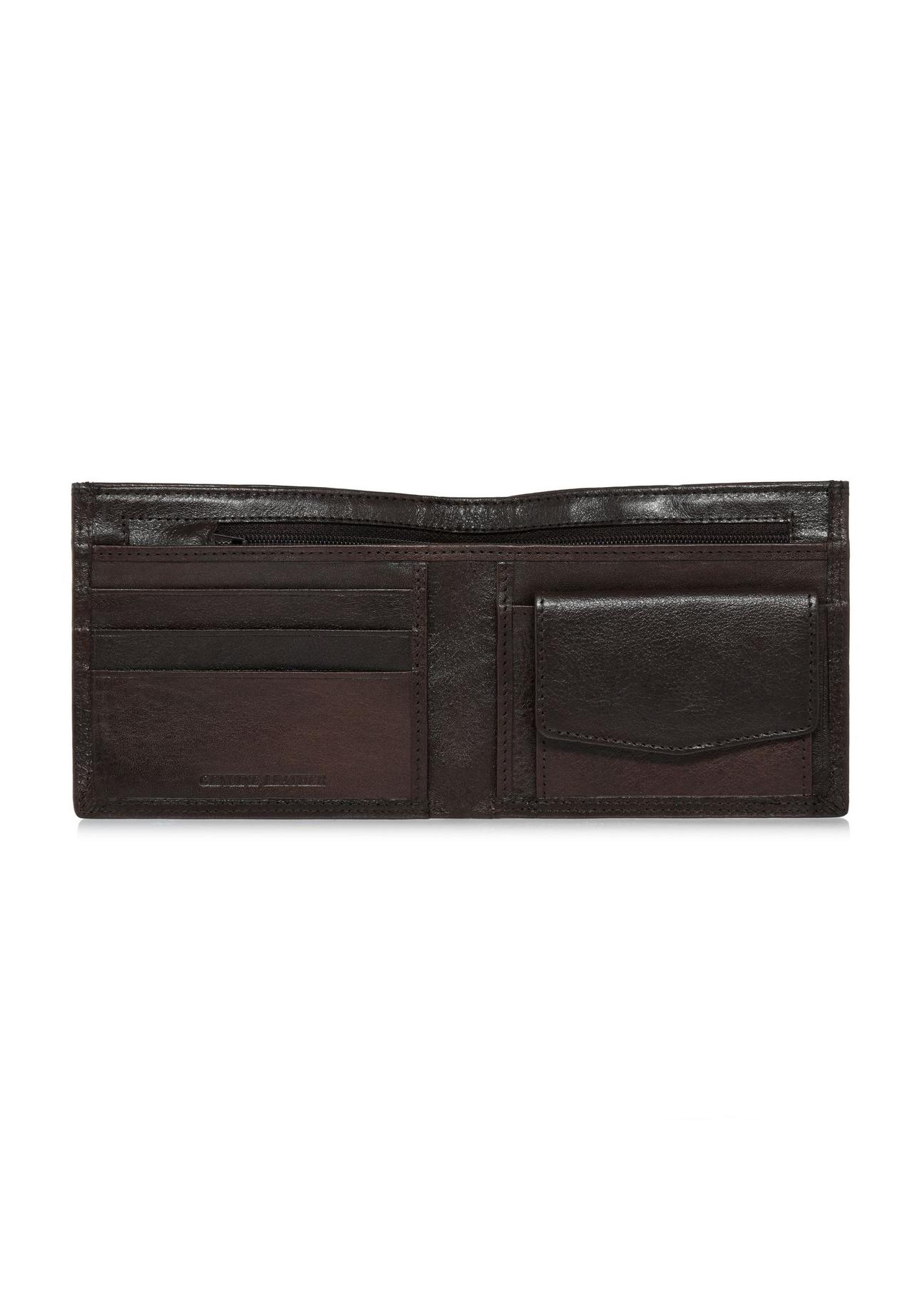 Unbuttoned brown leather men's wallet PORMS-0551-89(W24)-04