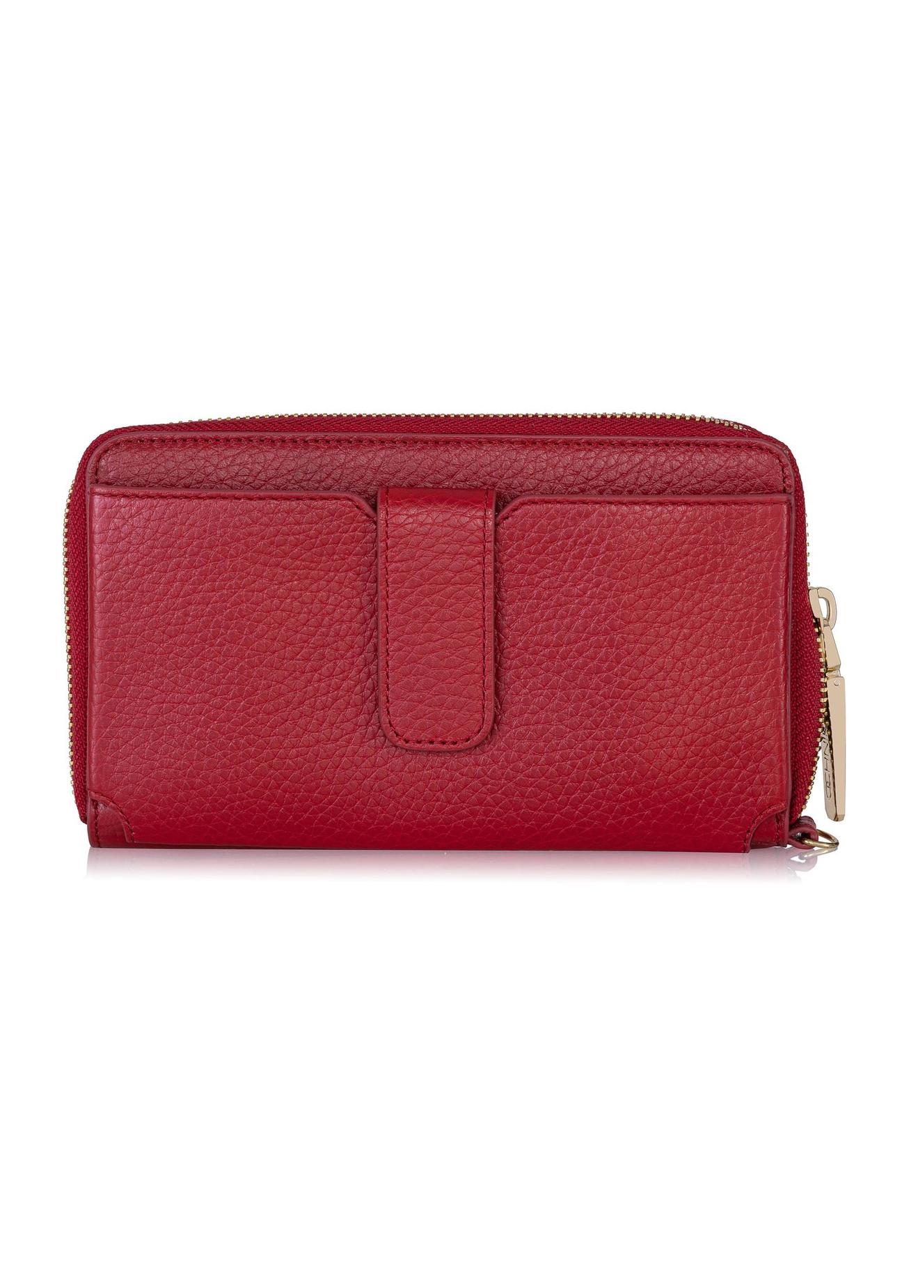 Red leather women's belt wallet PORES-0897-40(Z23)-03