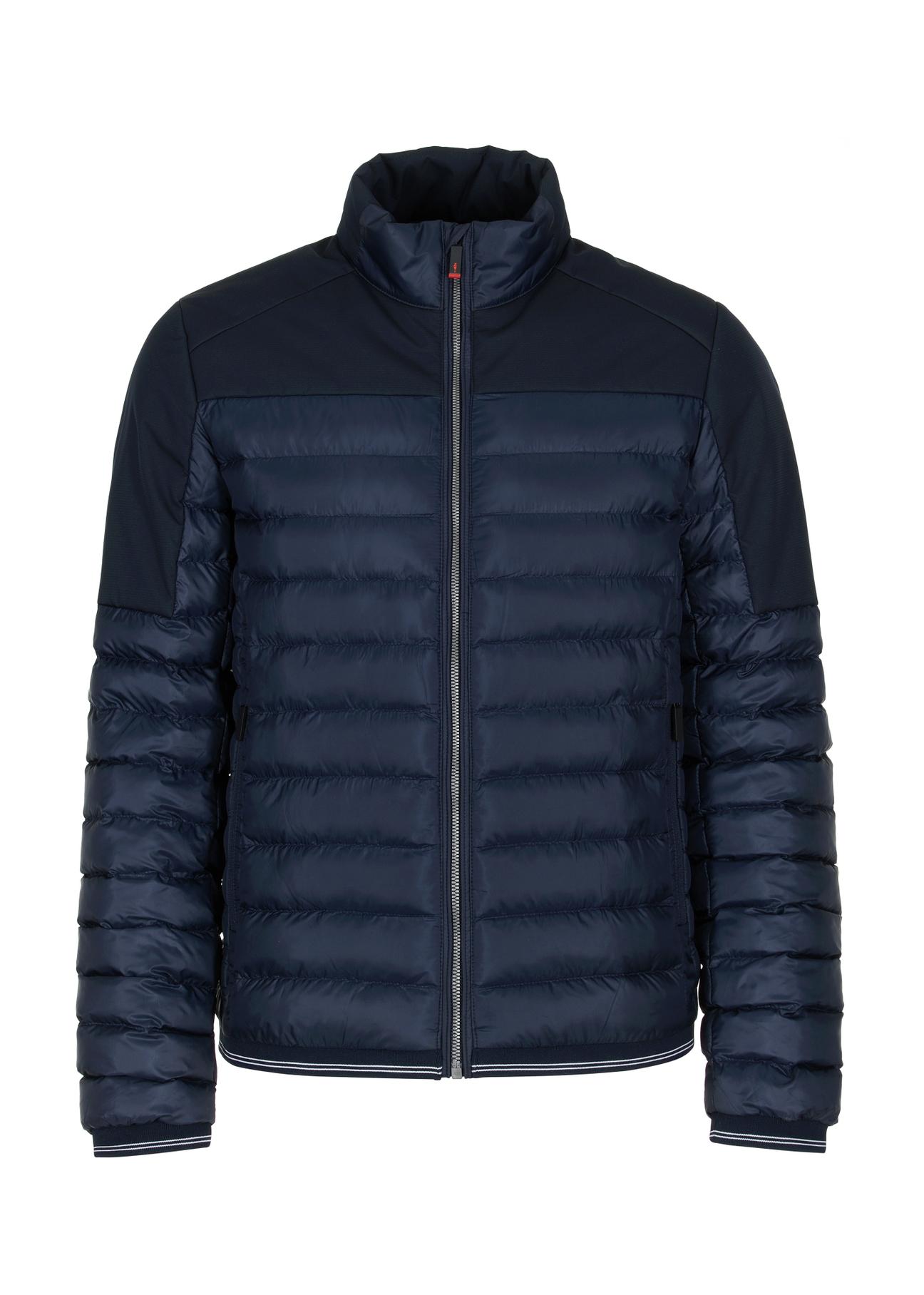 Men's navy blue quilted jacket with stand-up collar KURMT-0309-69(Z24)-05