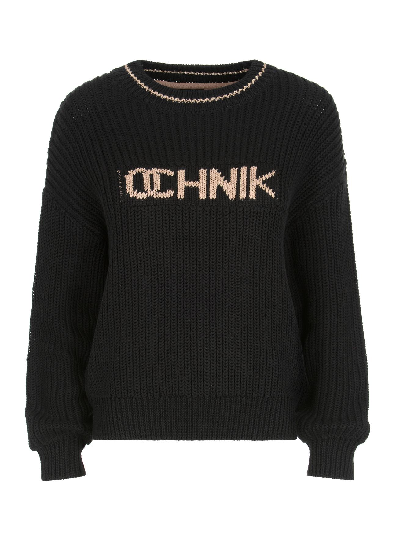 Black women's sweater with OCHNIK logo SWEDT-0163-99(Z22)-04