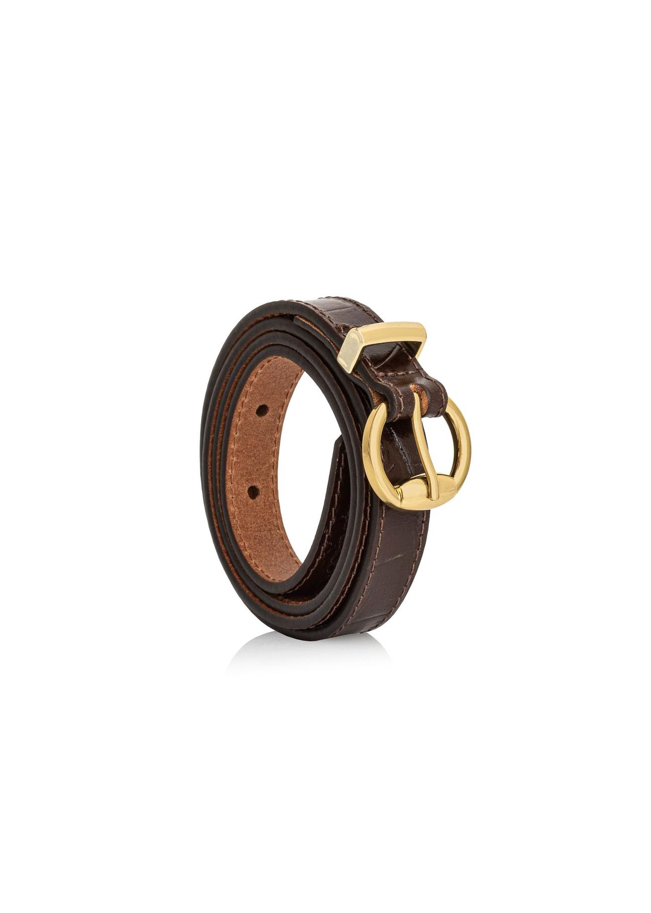 Brown leather women's belt 2in1 PASDS-0314-89(Z24)-06