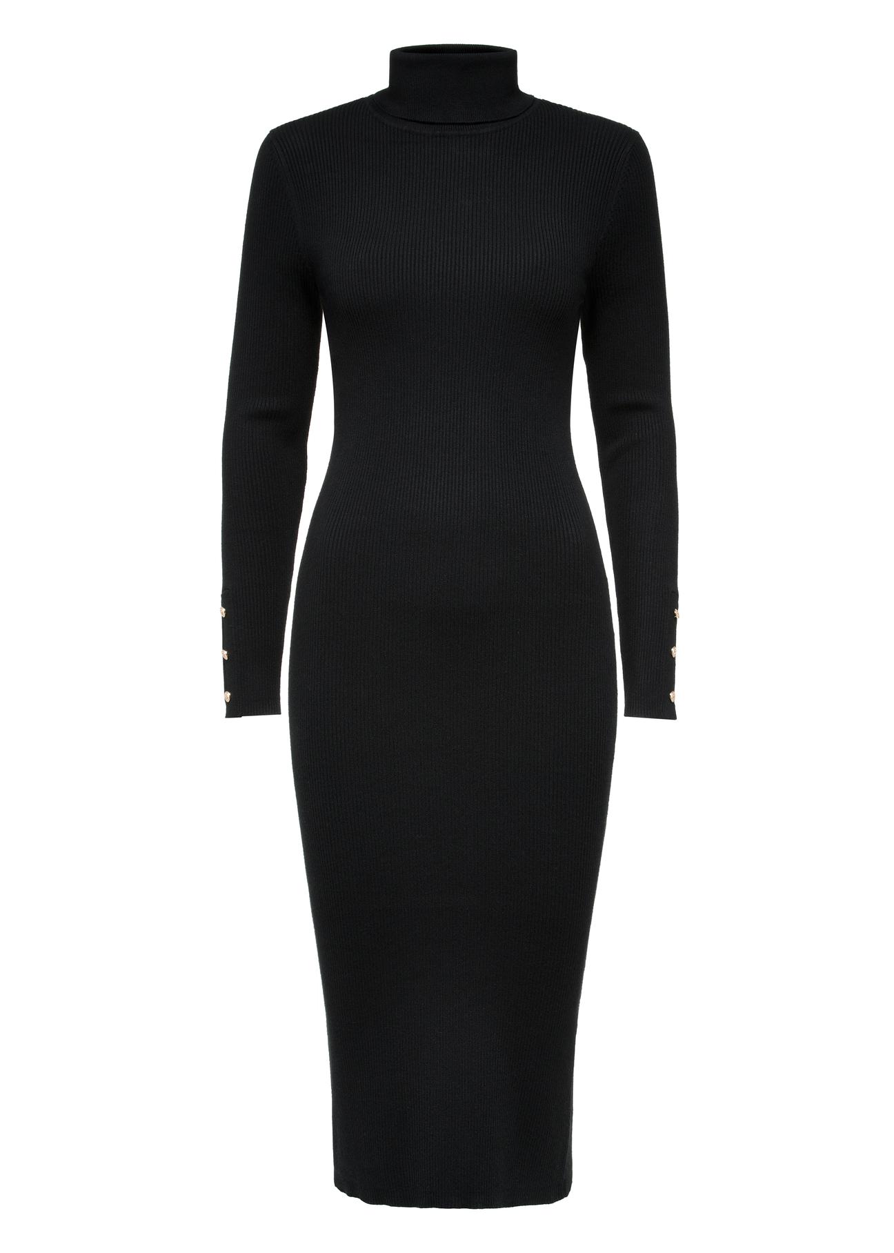 Black midi dress with turtleneck SUKDT-0205-99(Z24)