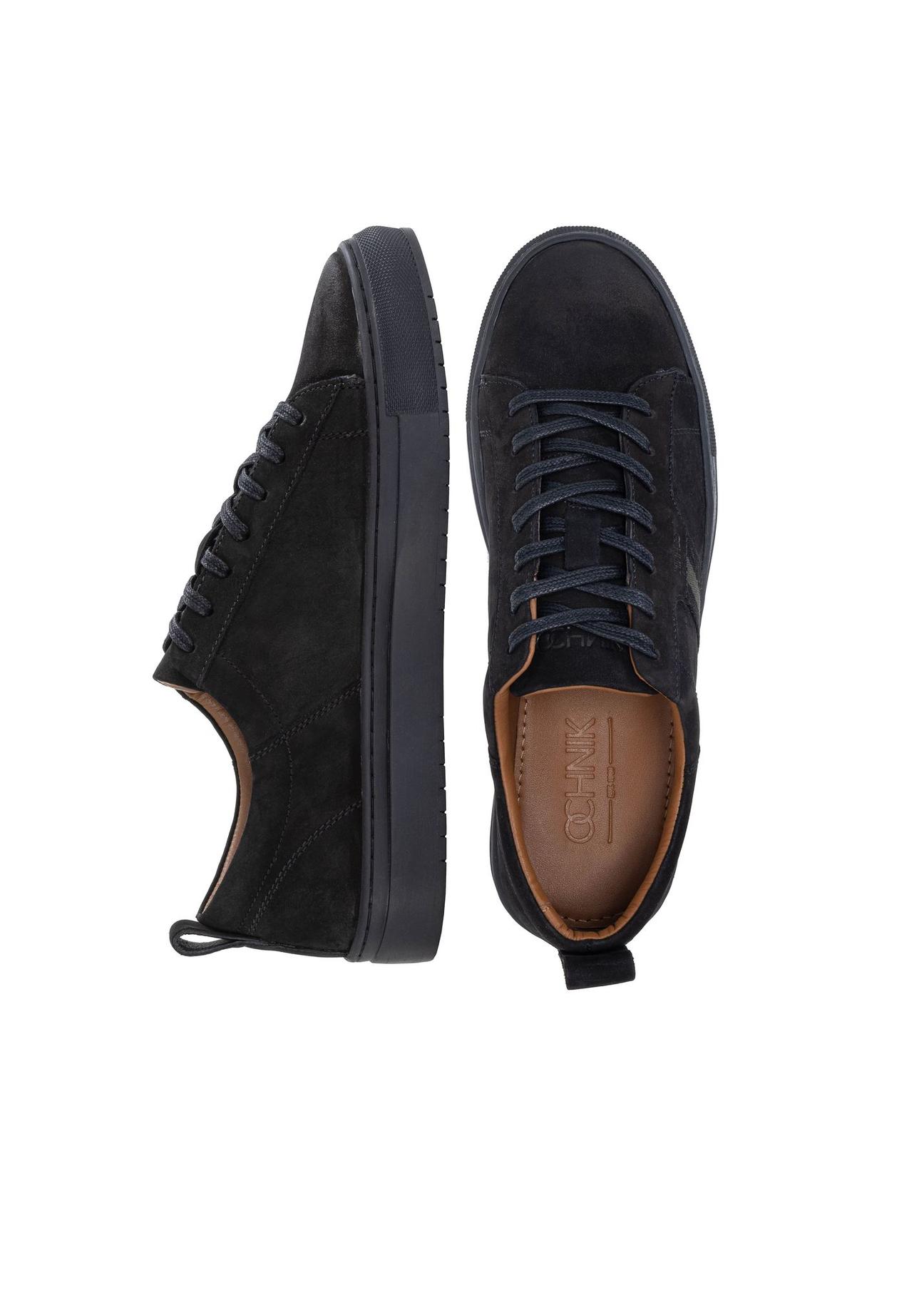 Black leather men's sneakers BUTYM-0430-99(W24)-05