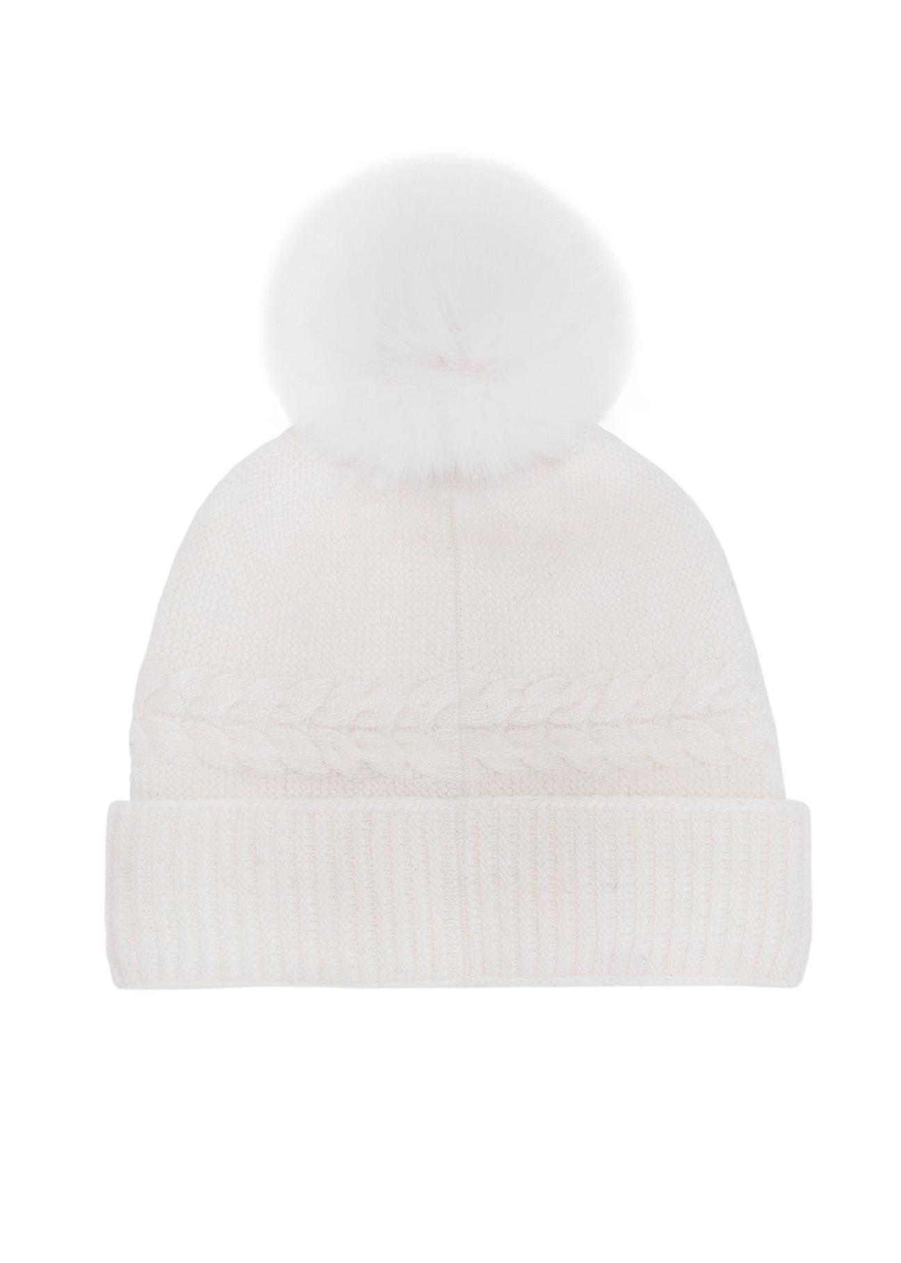 Warm women's winter hat cream CZADT-0186-12(Z24)-02